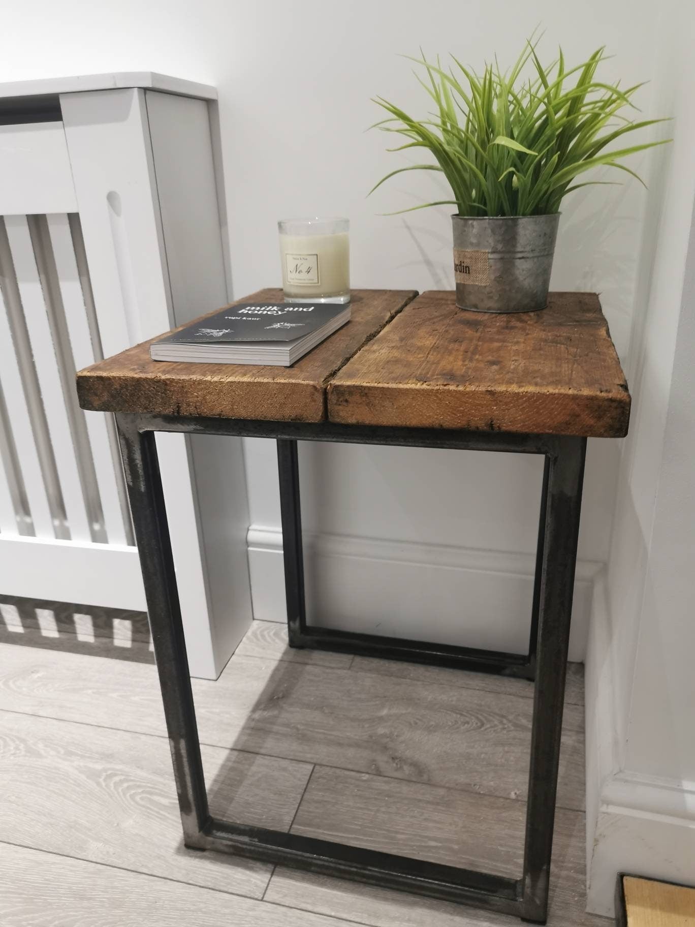 Industrial Raw Steel and Wood Table | Handmade Dining / Console Table | Rustic Wood & Metal Furniture | UK Made