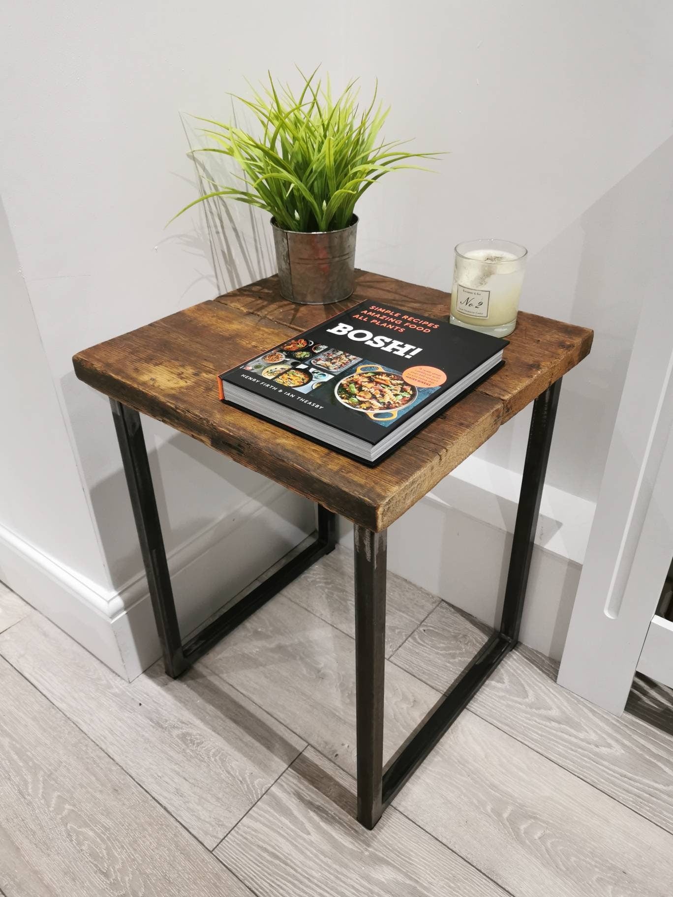 Industrial Raw Steel and Wood Table | Handmade Dining / Console Table | Rustic Wood & Metal Furniture | UK Made