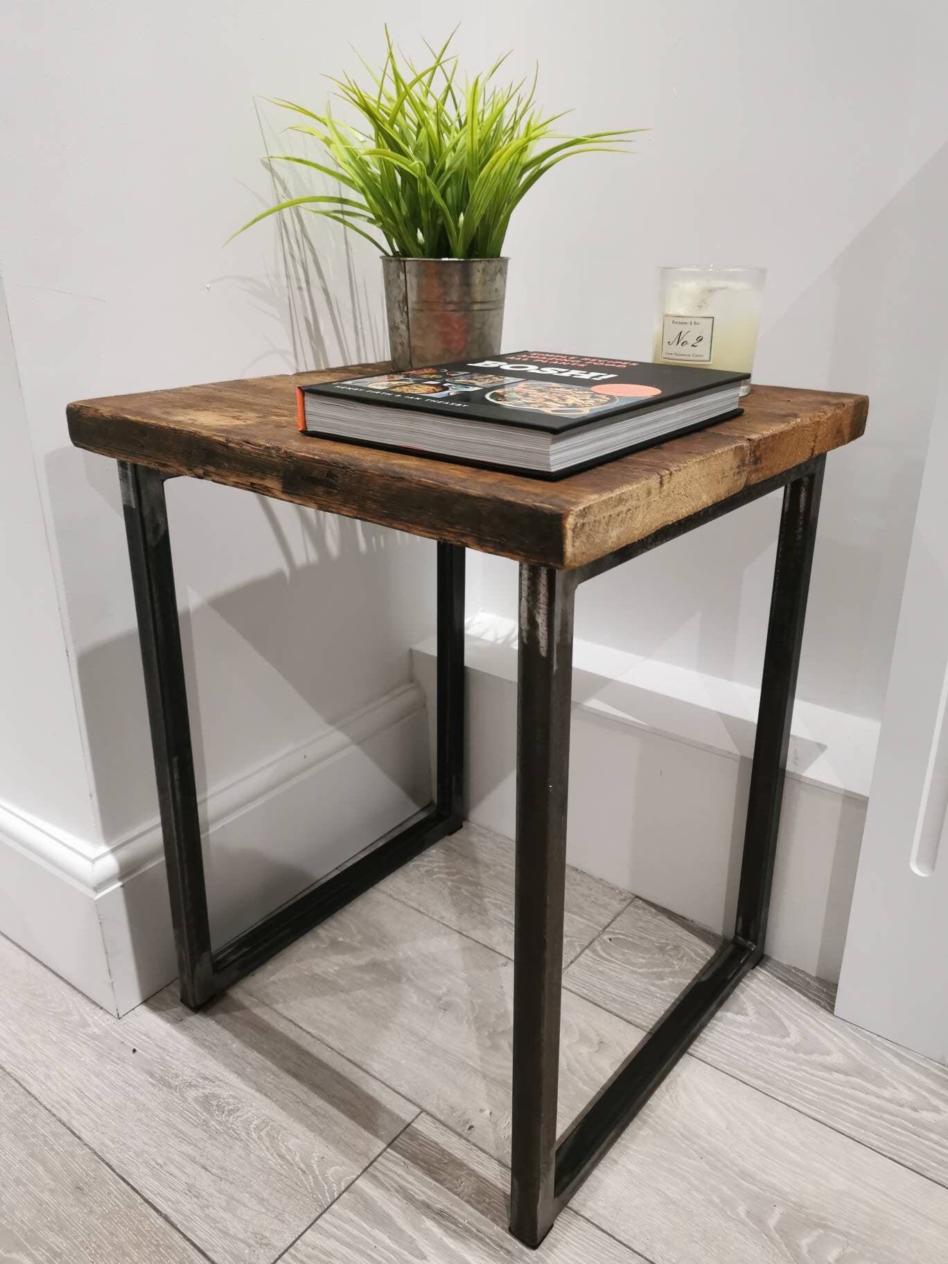 Industrial Raw Steel and Wood Table | Handmade Dining / Console Table | Rustic Wood & Metal Furniture | UK Made