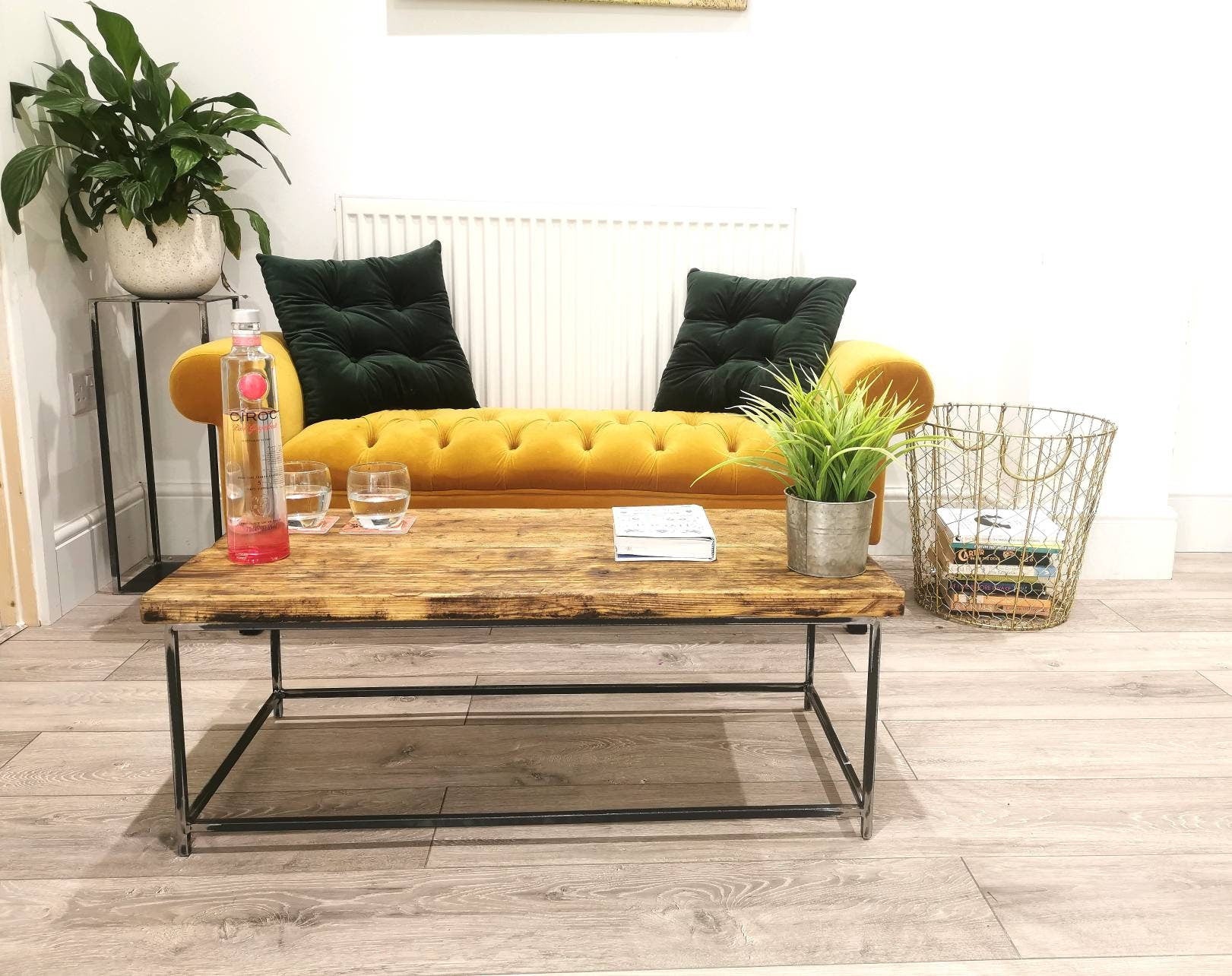 Industrial Rustic Coffee Table | Pine & Raw Steel Table | Handmade Centre Table | UK Made Furniture