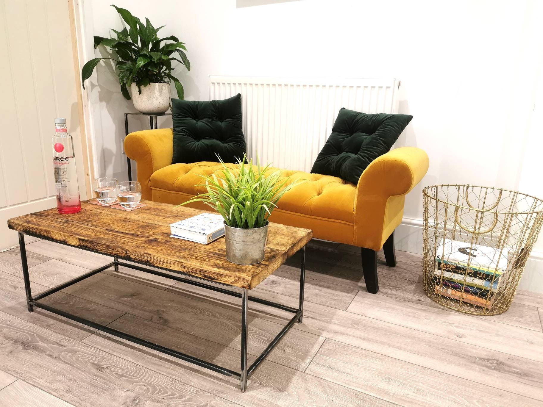 Industrial Rustic Coffee Table | Pine & Raw Steel Table | Handmade Centre Table | UK Made Furniture
