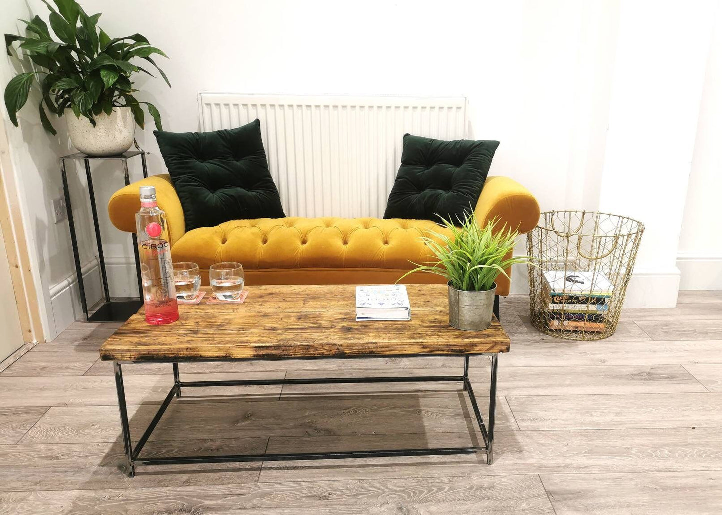 Industrial Rustic Coffee Table | Pine & Raw Steel Table | Handmade Centre Table | UK Made Furniture
