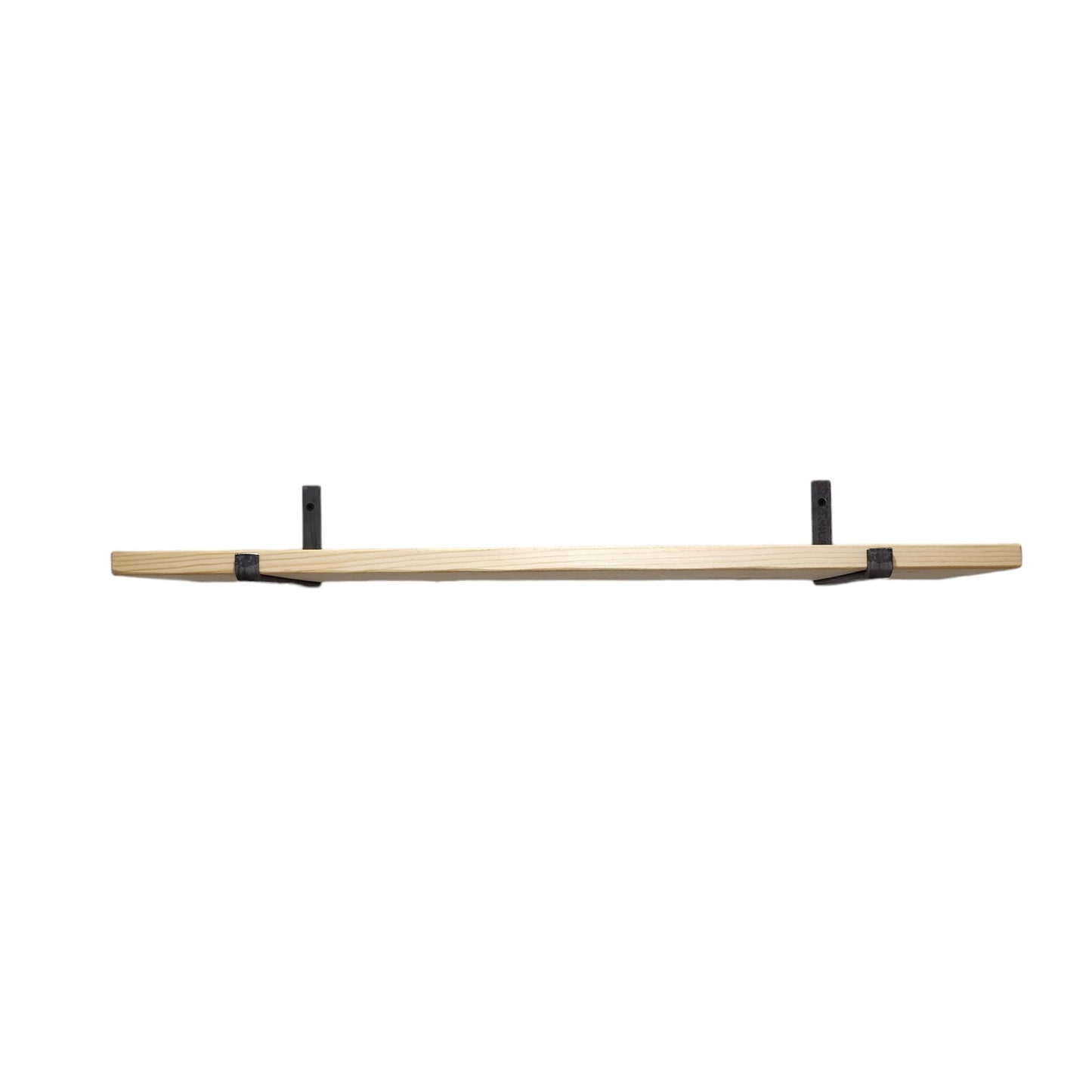 Industrial Rustic Wall Shelf – Slim Pine & Metal J Brackets – Handmade Shelving – Living Room Decor – UK Made – Free Delivery