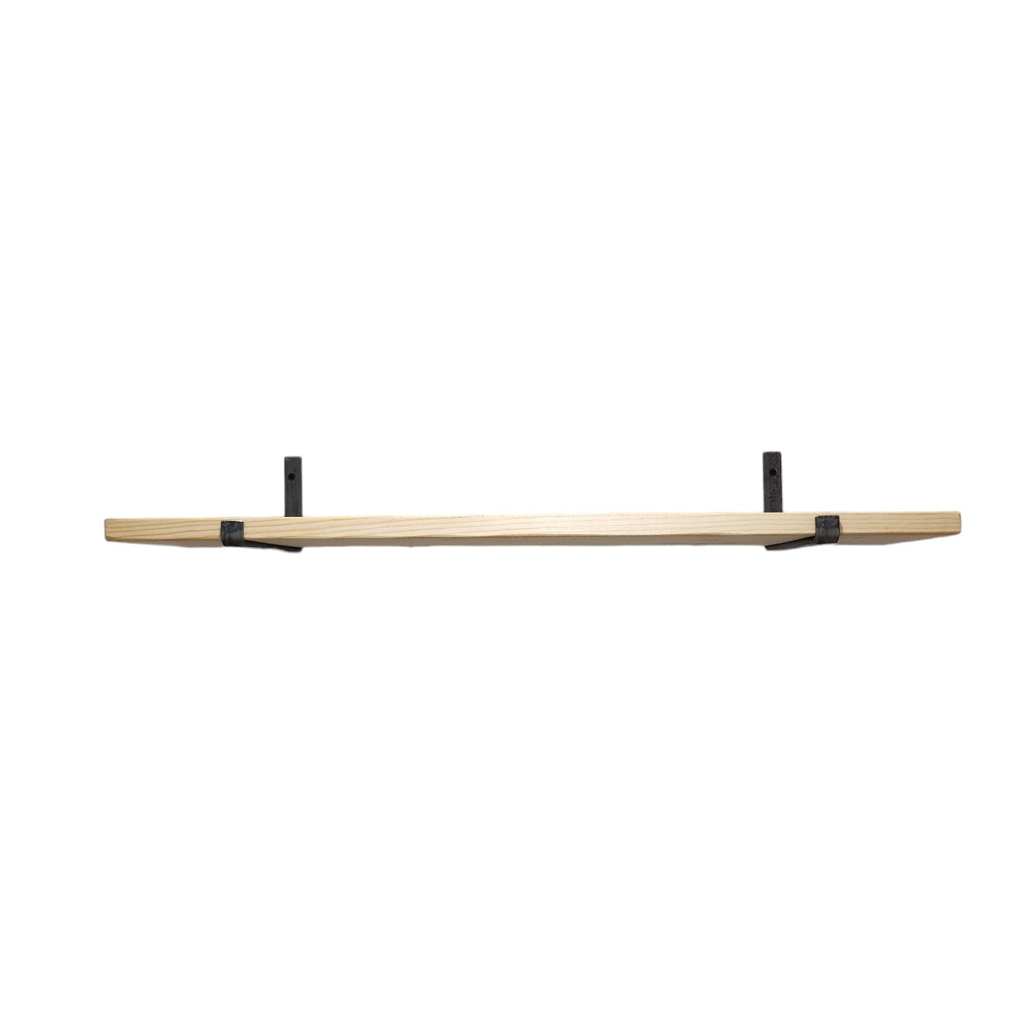 Industrial Rustic Wall Shelf – Slim Pine & Metal J Brackets – Handmade Shelving – Living Room Decor – UK Made – Free Delivery