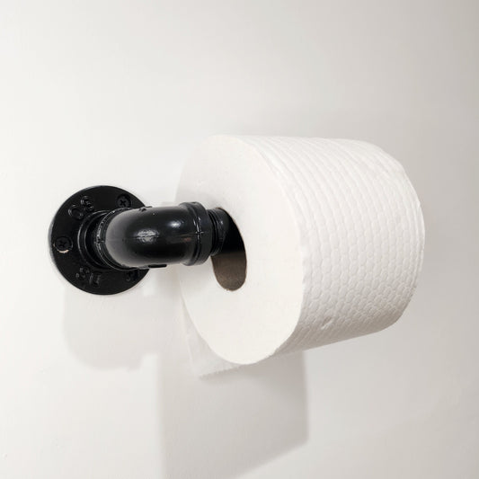 Industrial Steel Tube Toilet Roll Holder Black - Toilet Paper Holder - Pipe Fitting Loo Roll Holder