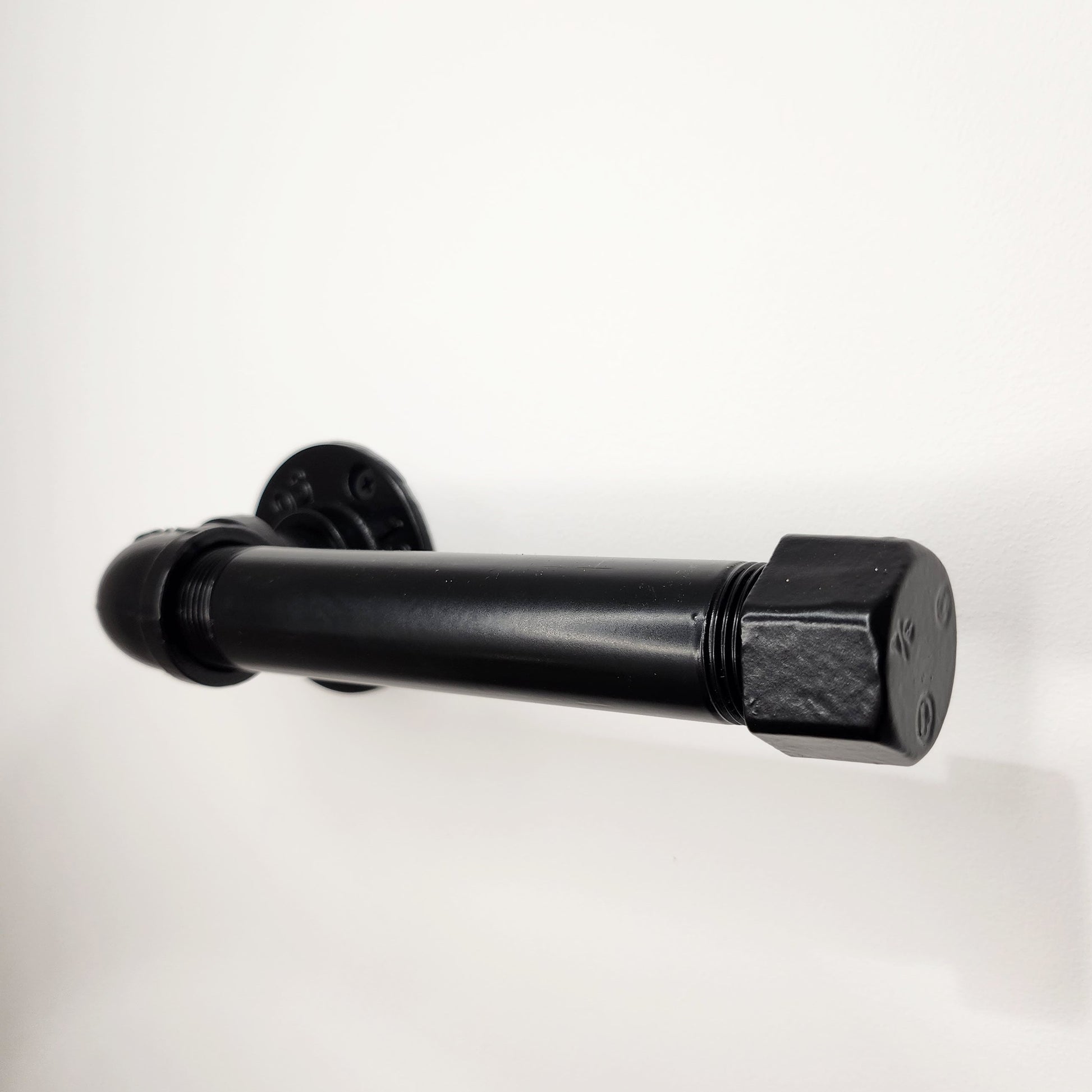Industrial Steel Tube Toilet Roll Holder Black - Toilet Paper Holder - Pipe Fitting Loo Roll Holder