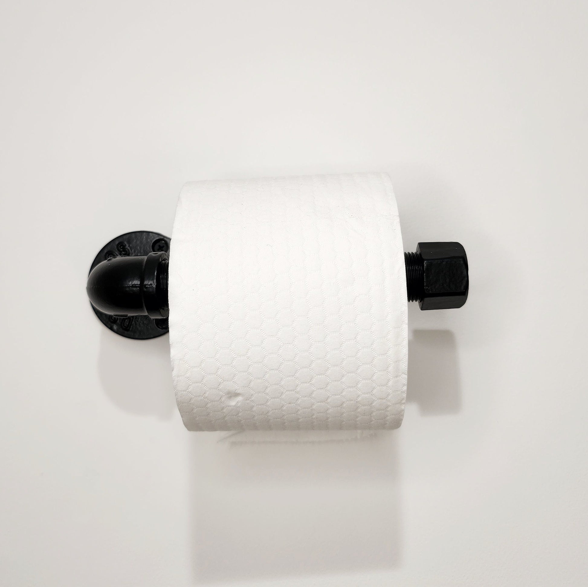 Industrial Steel Tube Toilet Roll Holder Black - Toilet Paper Holder - Pipe Fitting Loo Roll Holder