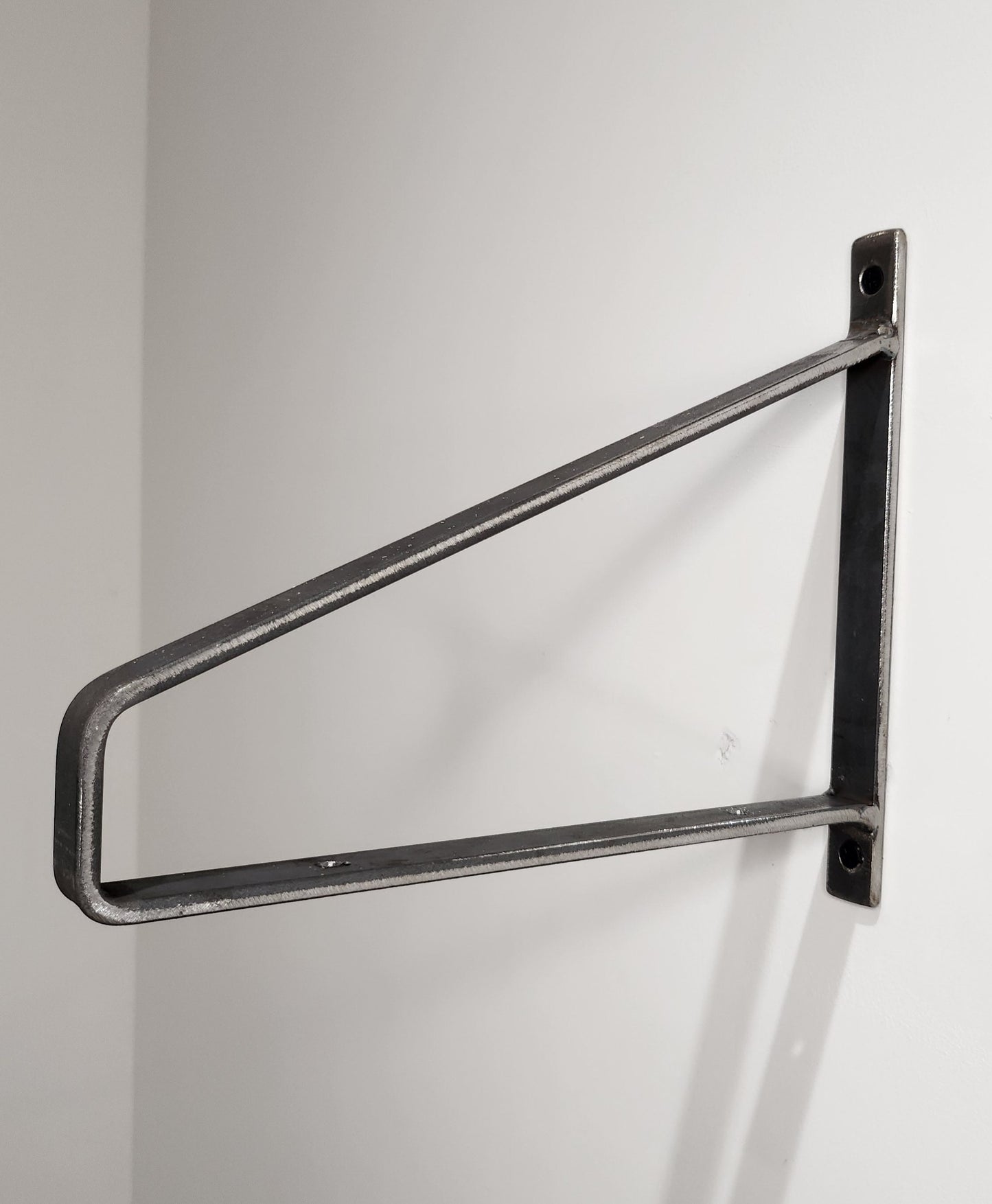Industrial Triangle Shelving Brackets | Raw Steel Scaffold Shelf Brackets | Heavy Duty Wall Brackets | Handmade UK Storage Hardware
