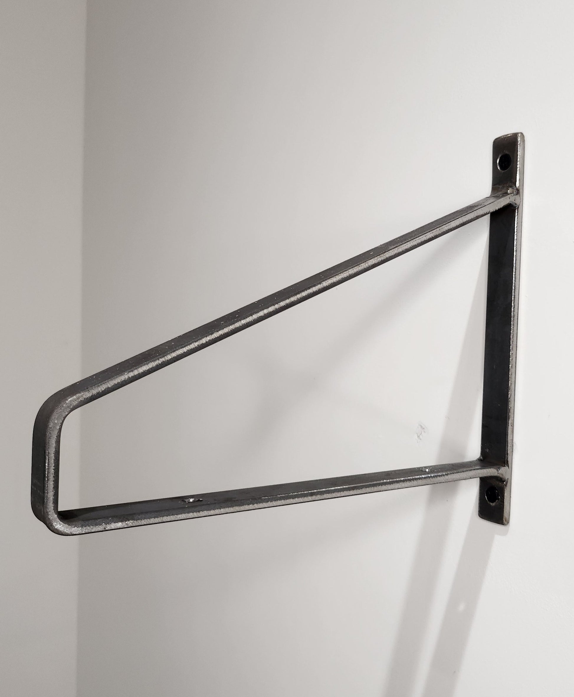 Industrial Triangle Shelving Brackets | Raw Steel Scaffold Shelf Brackets | Heavy Duty Wall Brackets | Handmade UK Storage Hardware