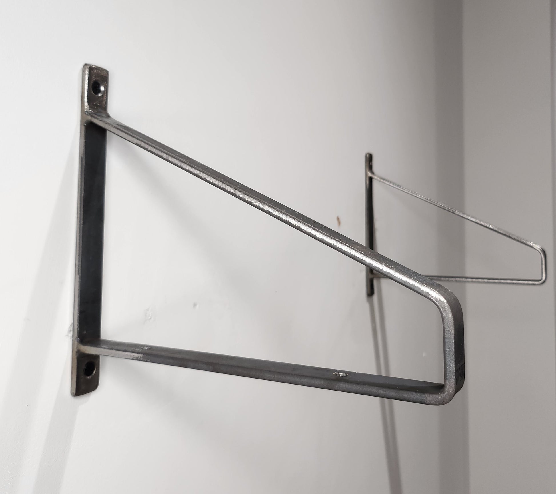 Industrial Triangle Shelving Brackets | Raw Steel Scaffold Shelf Brackets | Heavy Duty Wall Brackets | Handmade UK Storage Hardware