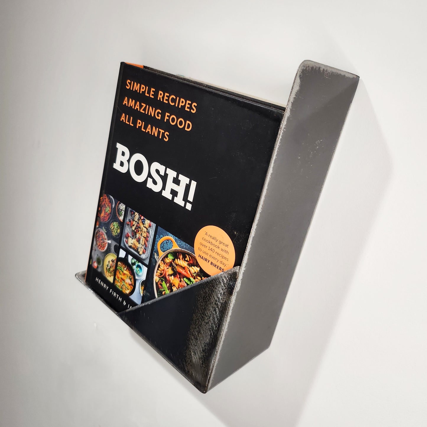 Industrial Wall Magazine Holder | Handmade Steel Magazine Rack | Raw Steel Book & Newspaper Stand | UK Made Organiser