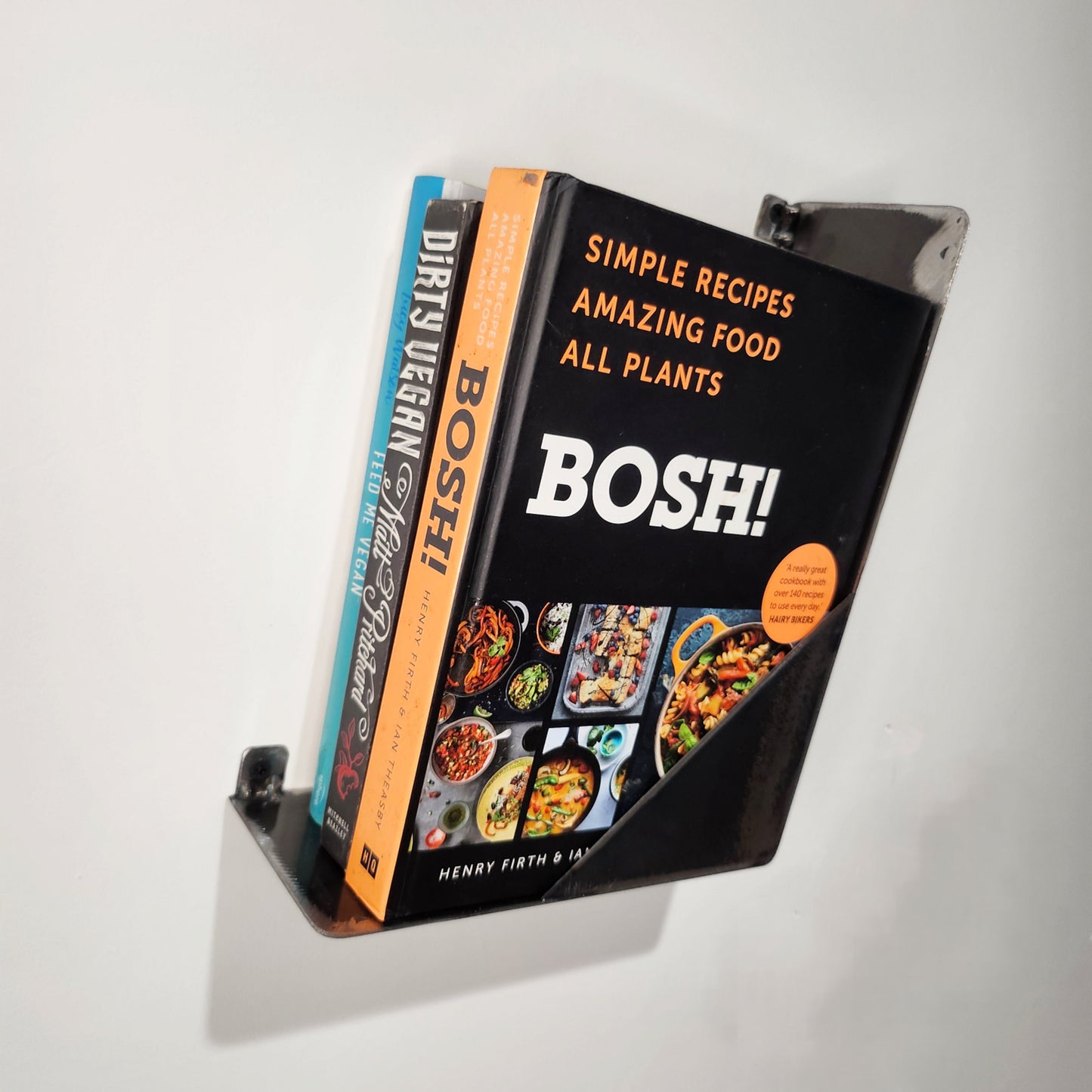 Industrial Wall Magazine Holder | Handmade Steel Magazine Rack | Raw Steel Book & Newspaper Stand | UK Made Organiser