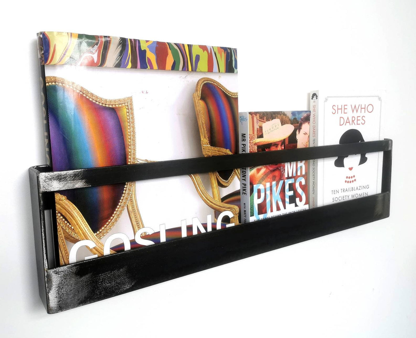 Industrial Wall Magazine Rack | Metal Magazine Holder | Handmade Steel Wall Storage | UK Made Book & Newspaper Organizer