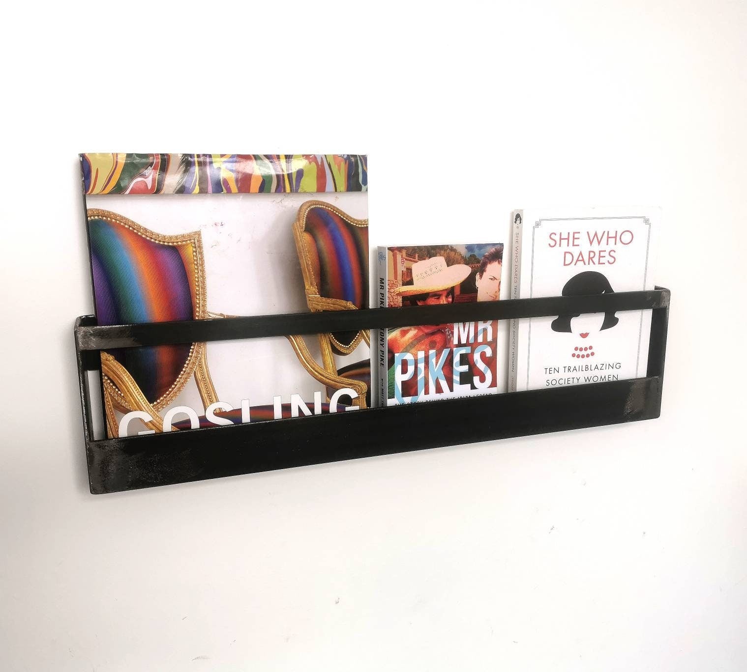 Industrial Wall Magazine Rack | Metal Magazine Holder | Handmade Steel Wall Storage | UK Made Book & Newspaper Organizer