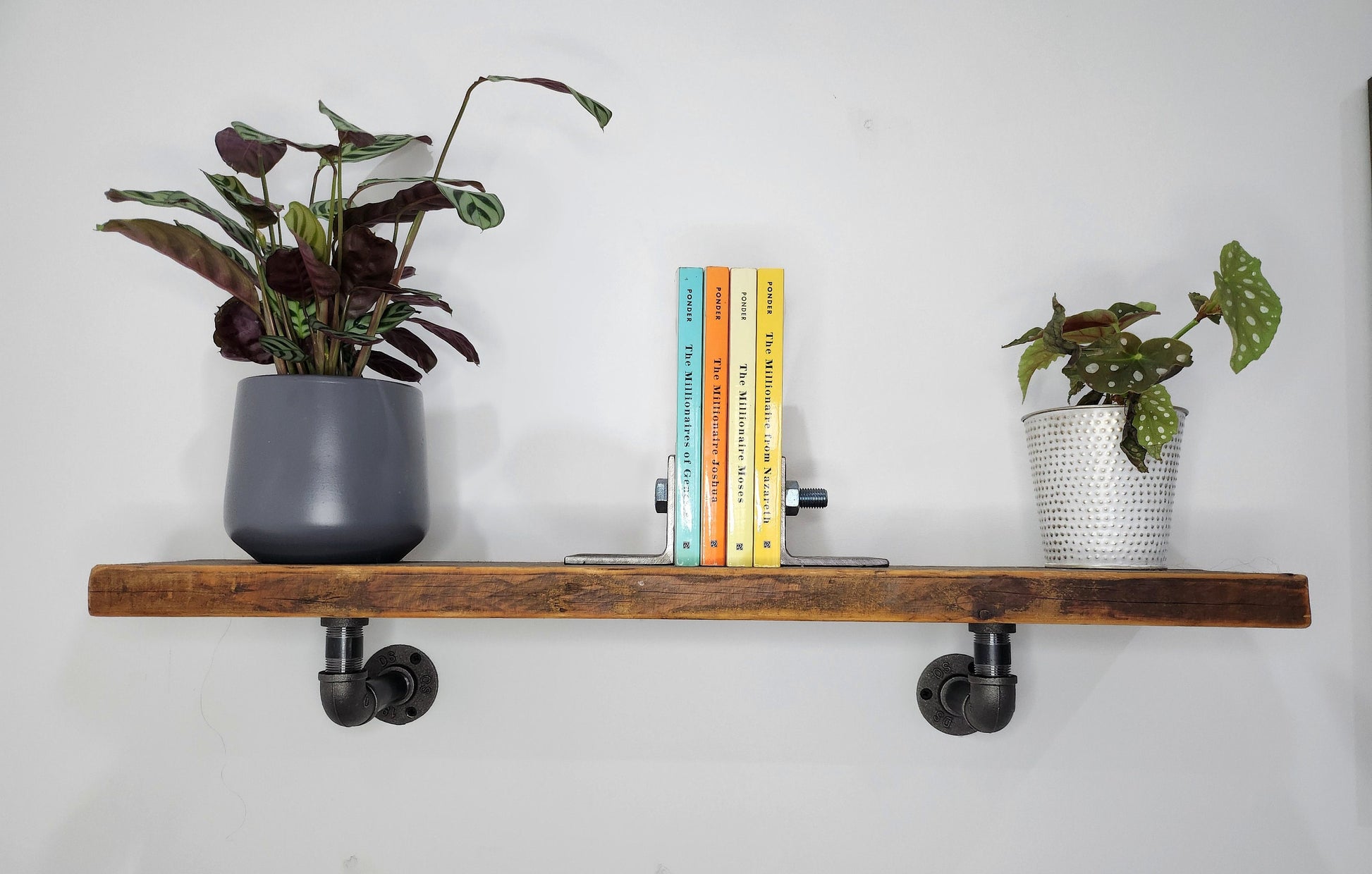 Industrial Wall Shelf | Scandinavian Redwood Pine and Raw Steel Shelf | Handmade Rustic Wood & Metal Storage | UK Made