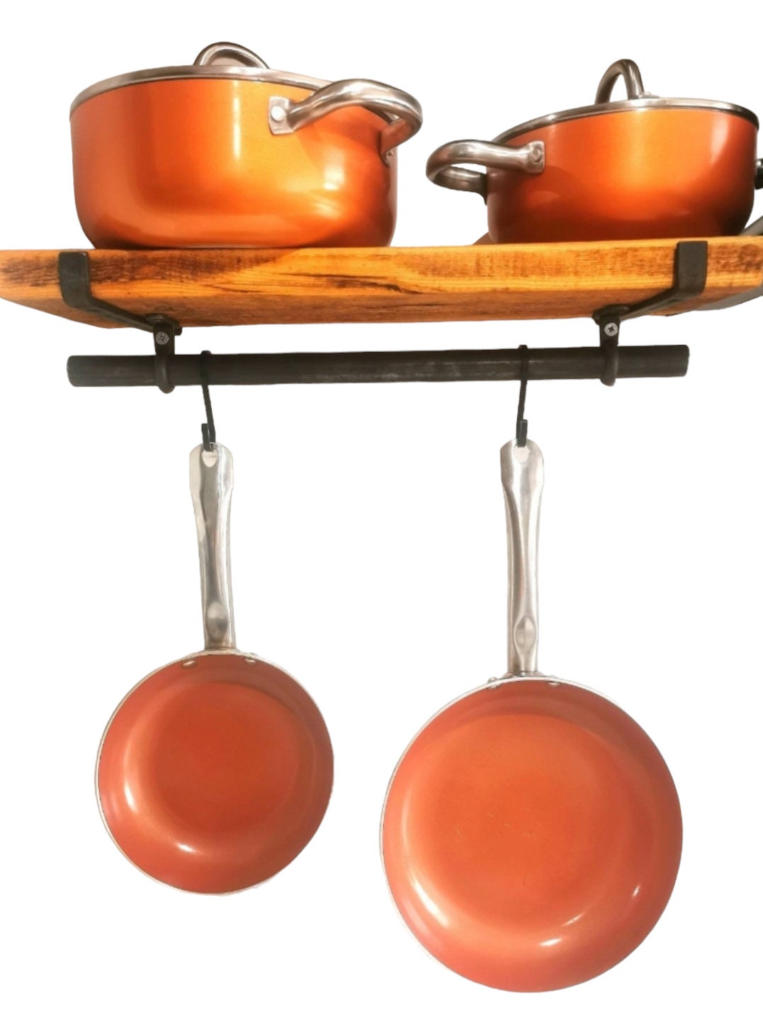 Kitchen Utensil Rail – Industrial Hanging Rail – Raw Steel Kitchen Storage – Pot Pan Rail – UK Made – Free UK Delivery