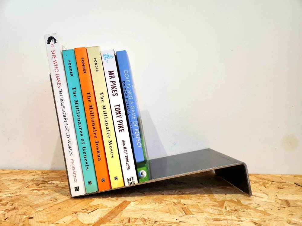Metal Book Stand – Industrial Book Display – Raw Steel Book Holder – Handmade Desk Accessory – UK Made – Free UK Delivery