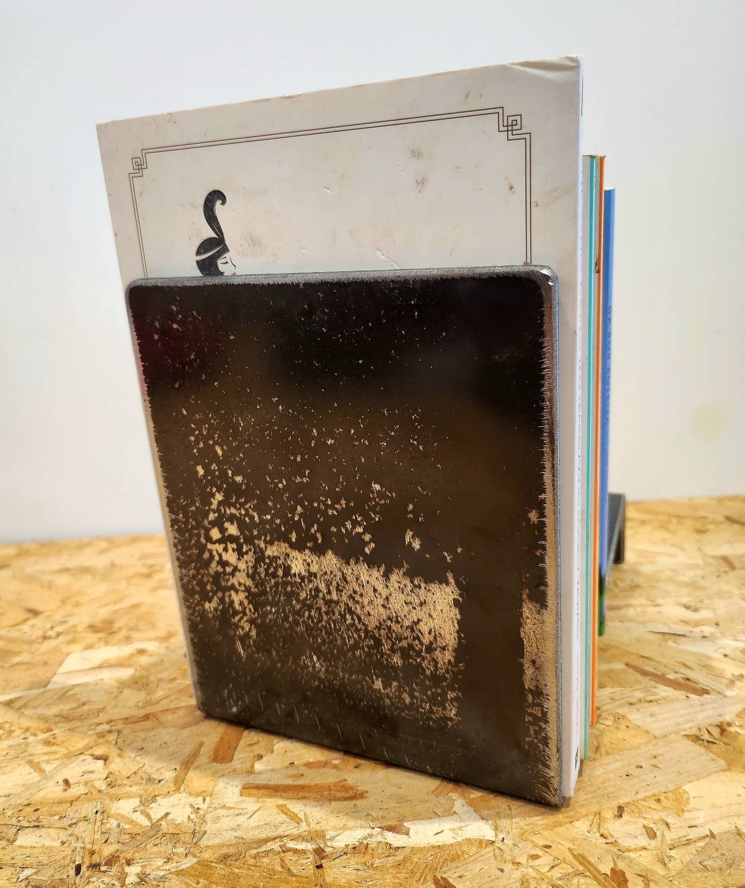 Metal Book Stand – Industrial Book Display – Raw Steel Book Holder – Handmade Desk Accessory – UK Made – Free UK Delivery
