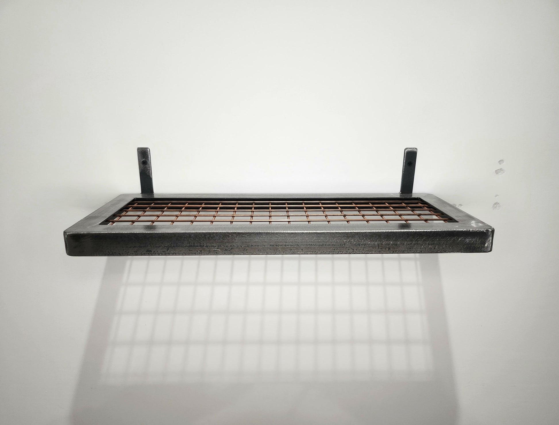Metal Mesh Shelf – Industrial Wire Shelf – Raw Steel Wall Shelf – Heavy Duty Storage Shelf – UK Made – Free UK Delivery