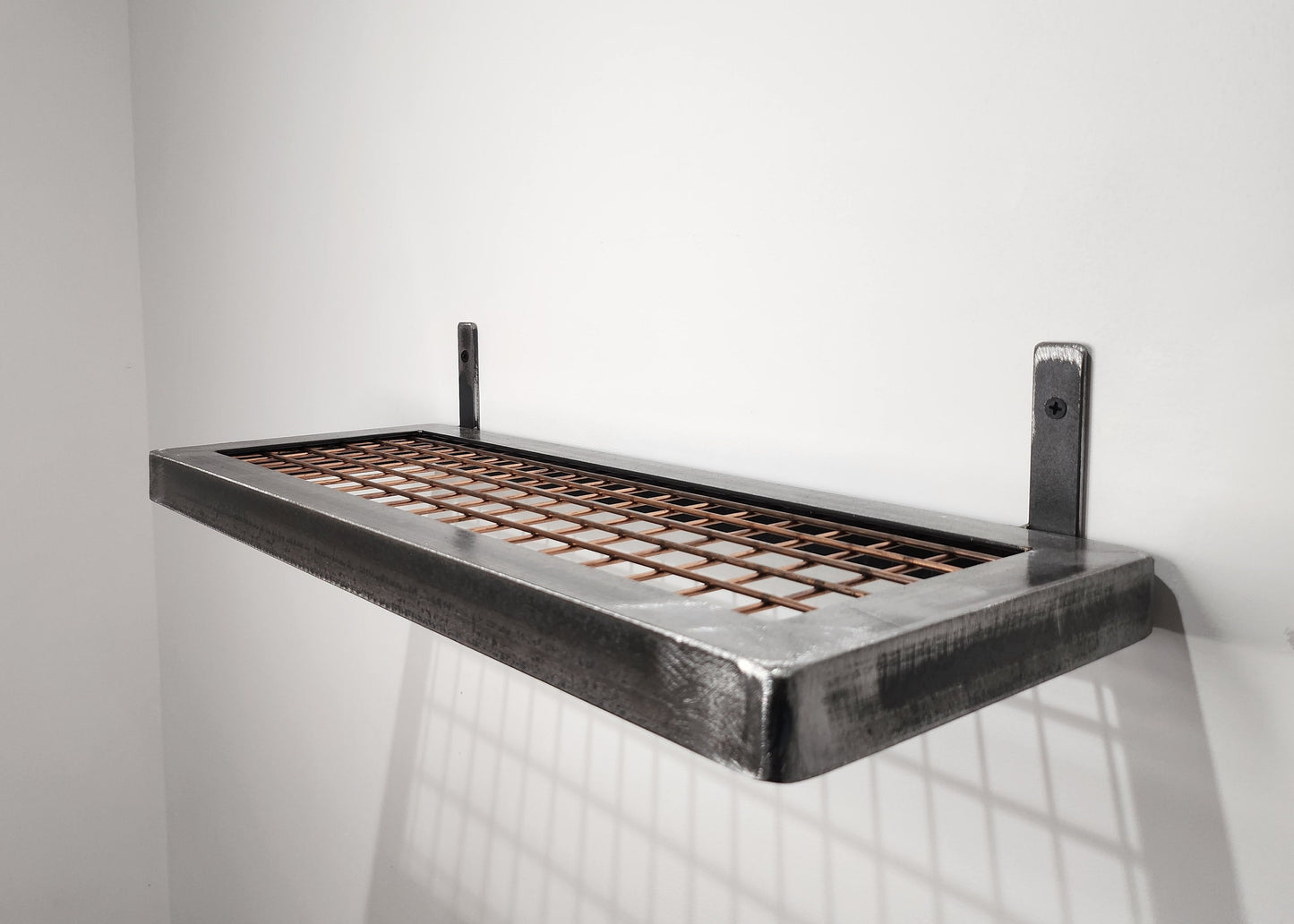 Metal Mesh Shelf – Industrial Wire Shelf – Raw Steel Wall Shelf – Heavy Duty Storage Shelf – UK Made – Free UK Delivery