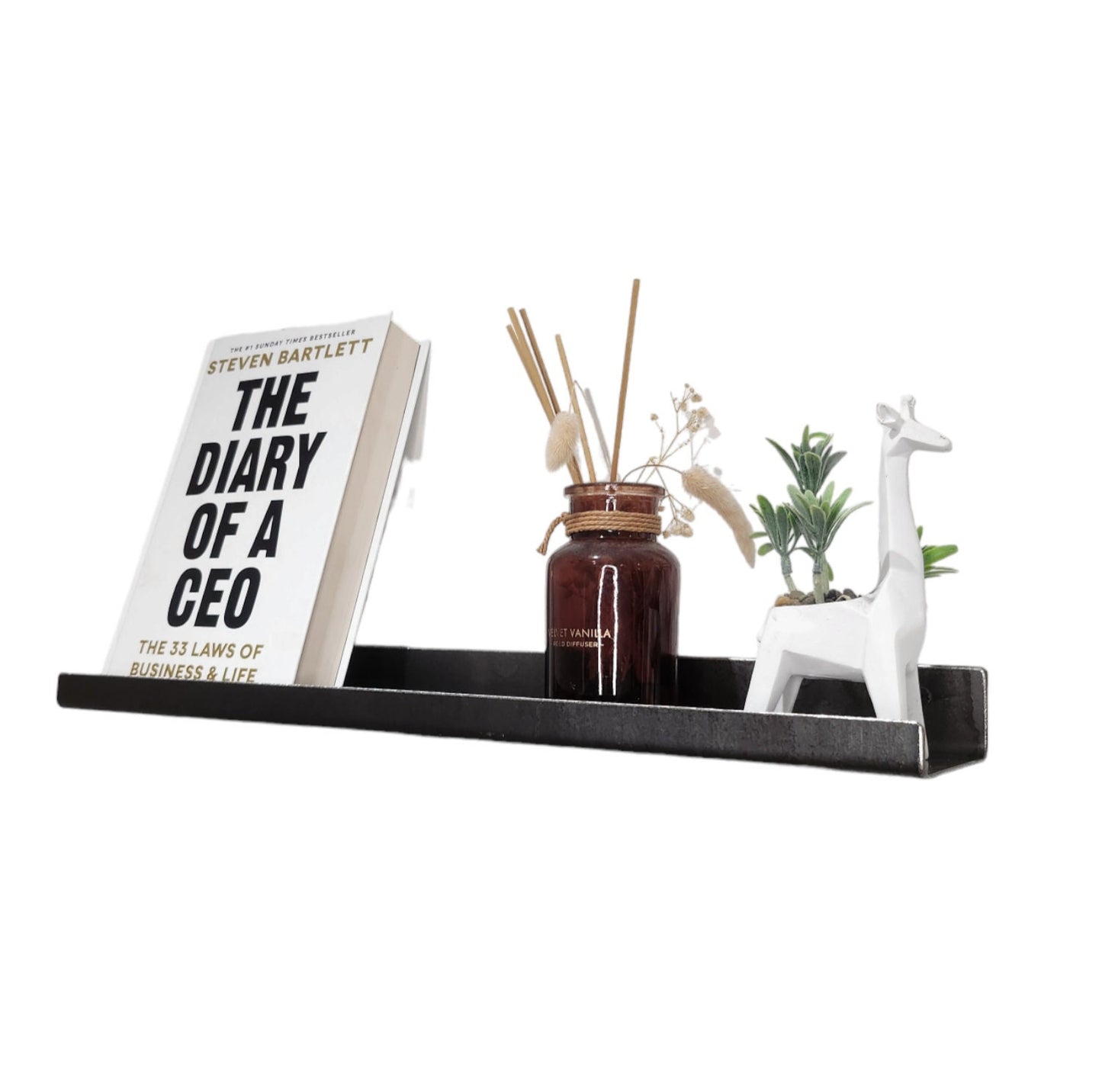 Modern Floating Steel Shelf – Raw Steel Minimalist Wall Shelf – Industrial Metal Display Shelf – UK Made – Free UK Delivery