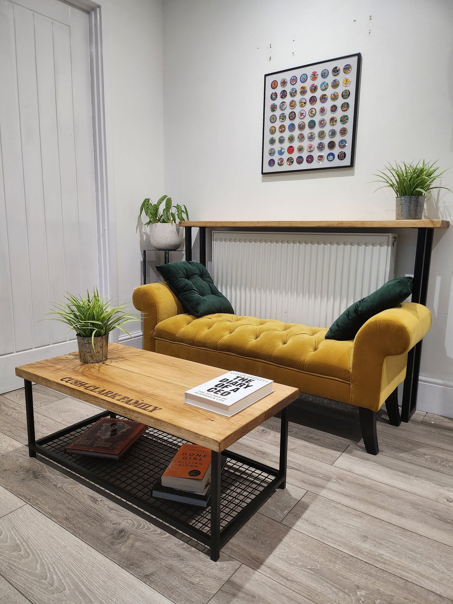 Personalised Industrial Coffee Table | Raw Steel & Wood Table | Custom Engraved Furniture | Handmade UK Living Room Table