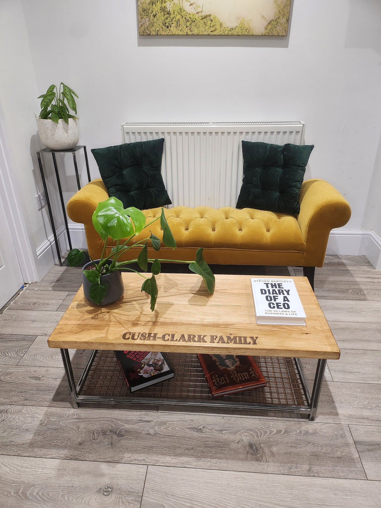 Personalised Industrial Coffee Table | Raw Steel & Wood Table | Custom Engraved Furniture | Handmade UK Living Room Table