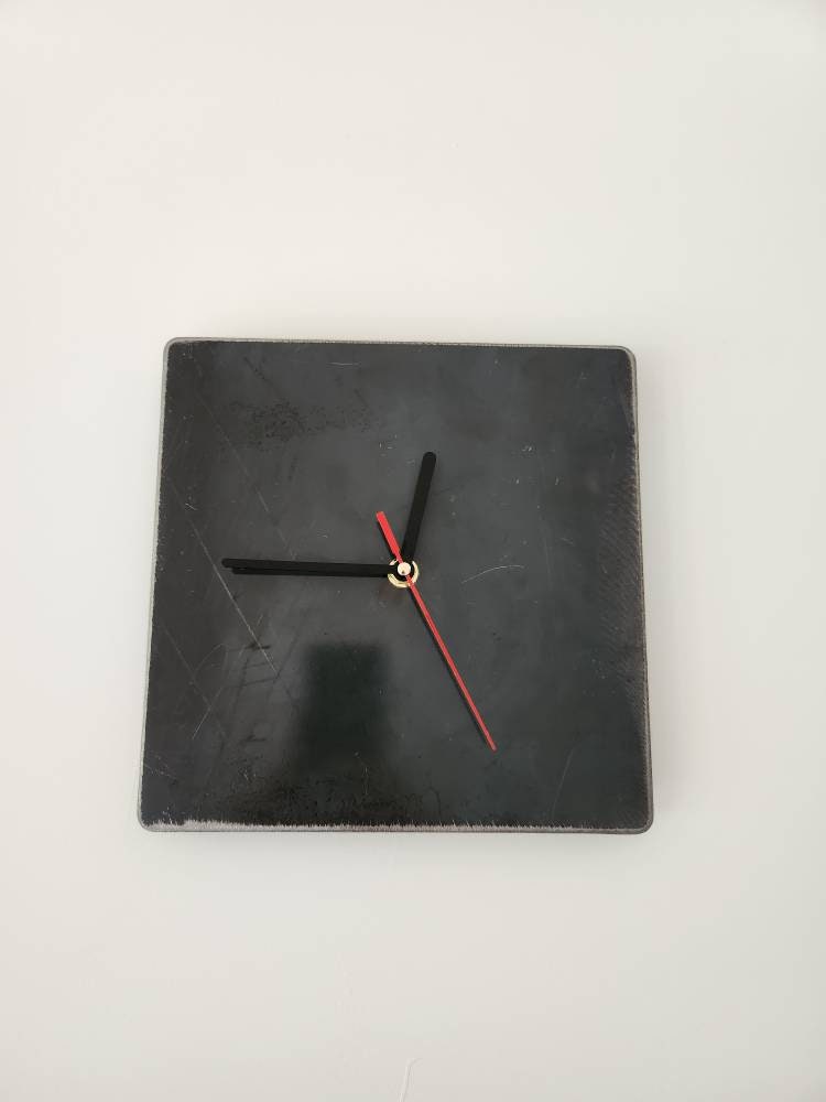 Raw Steel Square Wall Clock | Industrial Metal Timepiece | Handmade UK Wall Clock | Minimalist Home Decor
