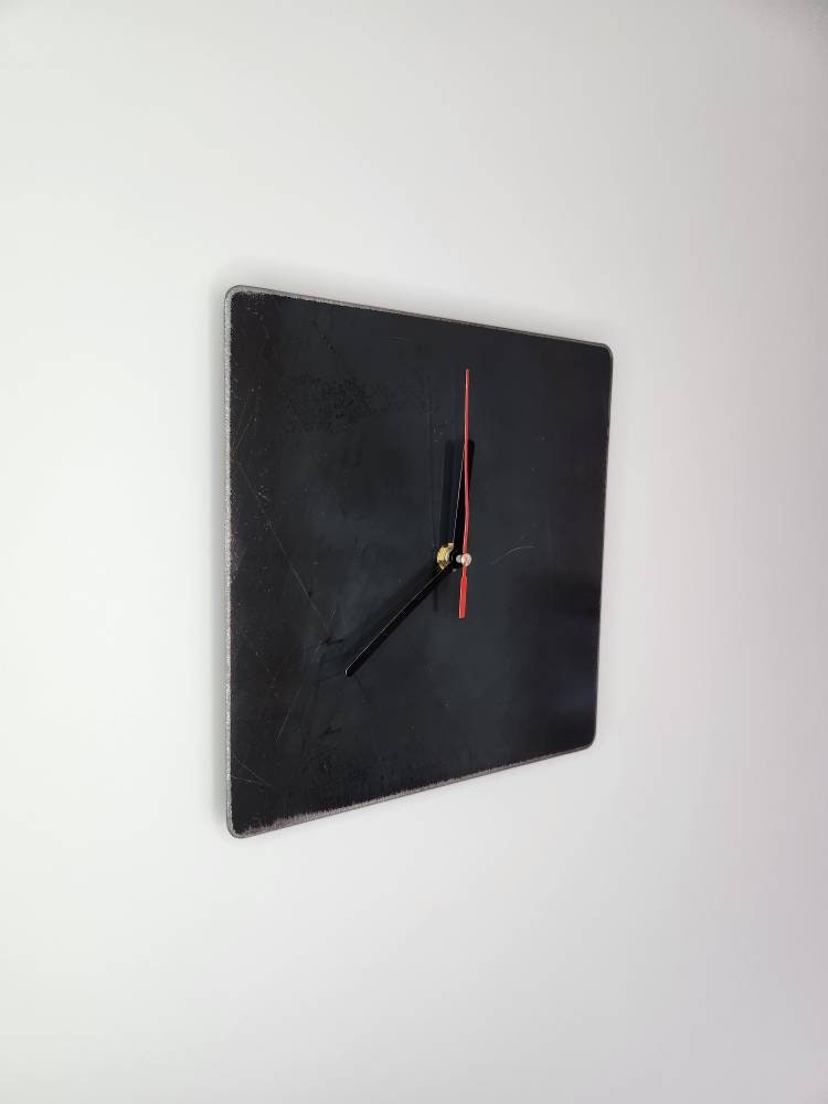 Raw Steel Square Wall Clock | Industrial Metal Timepiece | Handmade UK Wall Clock | Minimalist Home Decor