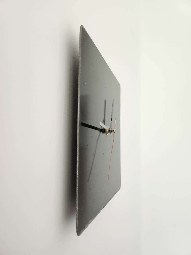 Raw Steel Square Wall Clock | Industrial Metal Timepiece | Handmade UK Wall Clock | Minimalist Home Decor