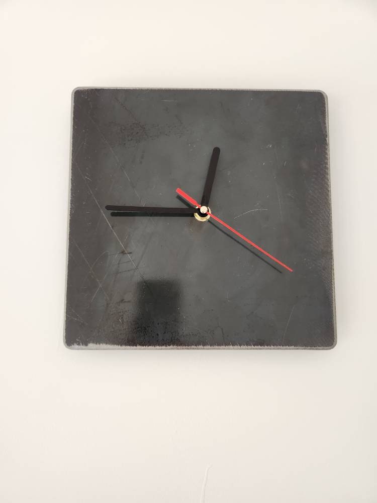 Raw Steel Square Wall Clock | Industrial Metal Timepiece | Handmade UK Wall Clock | Minimalist Home Decor