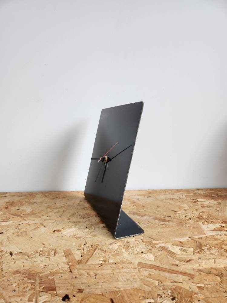 Raw Steel Standing Clock | Industrial Square Metal Clock | Handmade UK Table Clock | Rustic Home Decor Timepiece