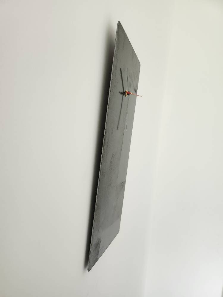 Raw Steel Wall Clock – Industrial Rectangle Metal Clock | Handmade UK Timepiece | Minimalist Industrial Home Decor