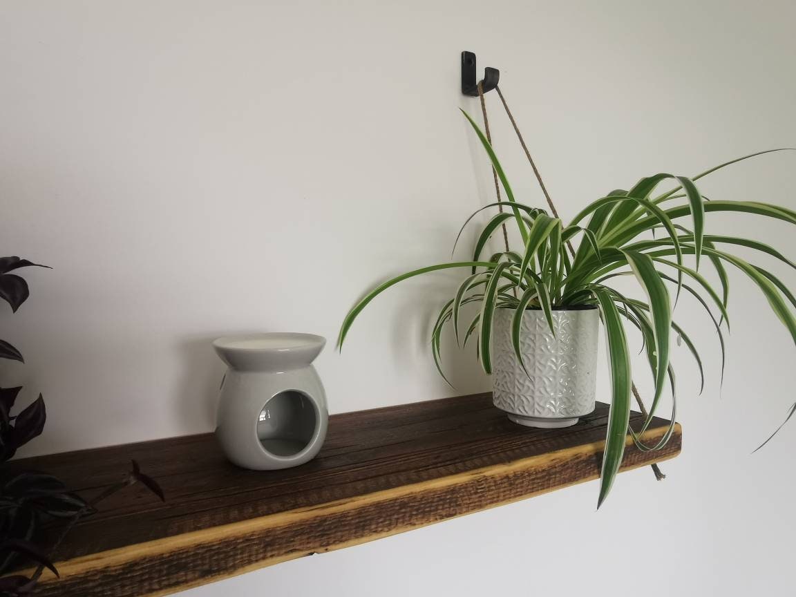 Rope Hanging Shelf | Industrial Wall Shelf | Rustic Wood & Rope Shelf | UK Made Storage