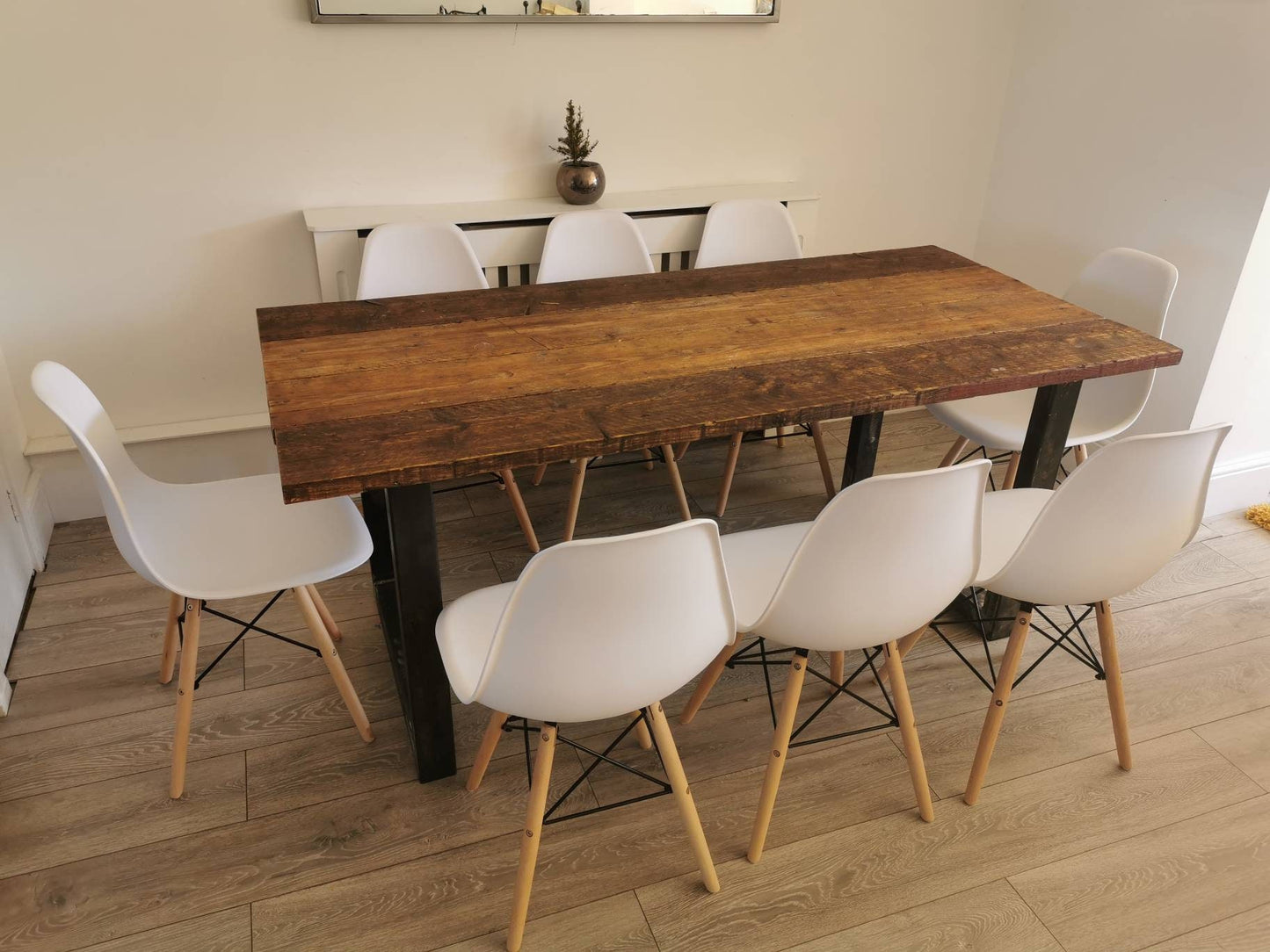 Rustic Industrial Dining Table | Café Table with Reclaimed Wood & Raw Steel | Handmade UK Kitchen Furniture | Loft Farmhouse Style