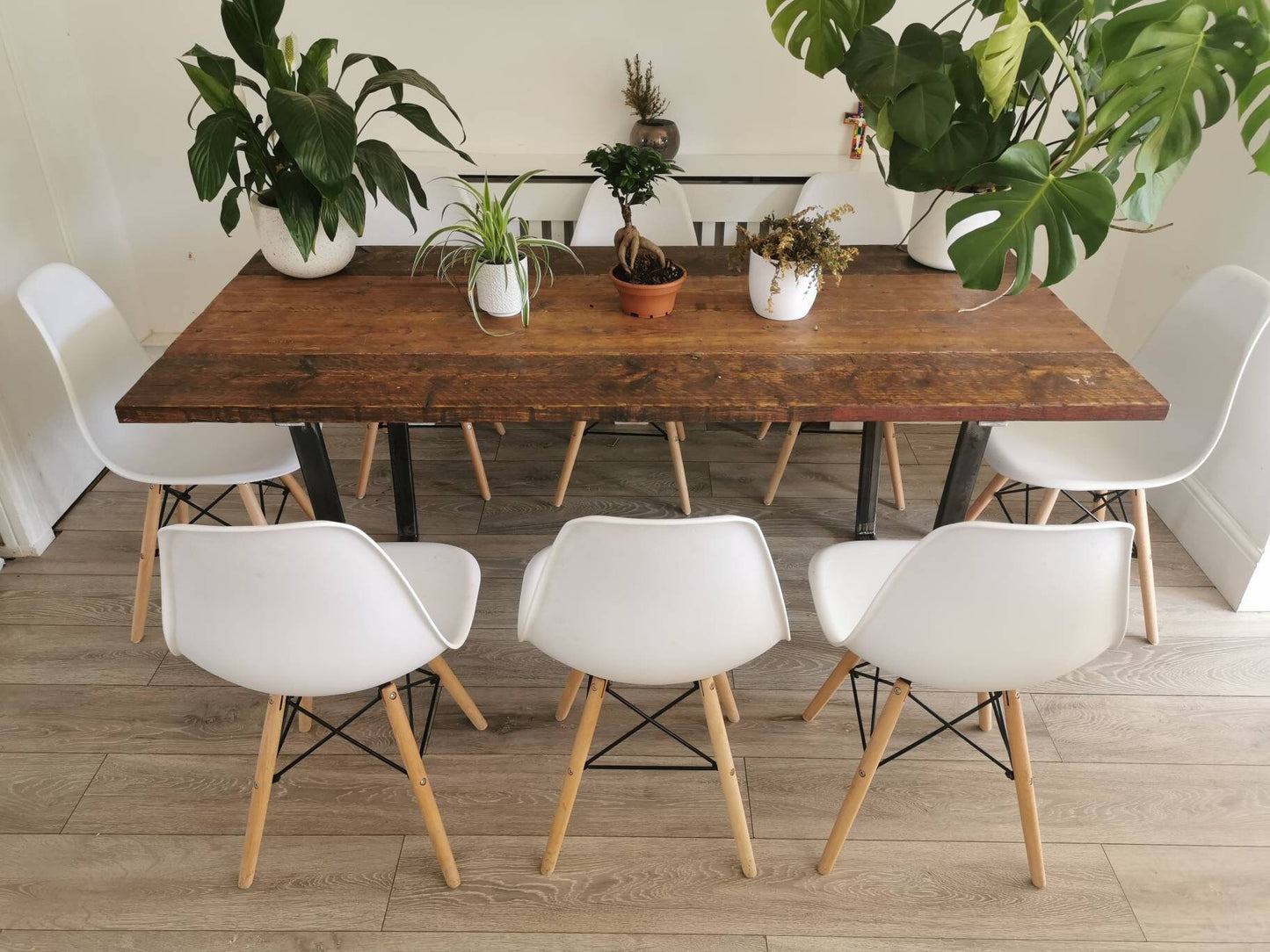 Rustic Industrial Dining Table | Raw Steel and Wood Farmhouse Table | Handmade UK Furniture | Loft & Modern Rustic Decor