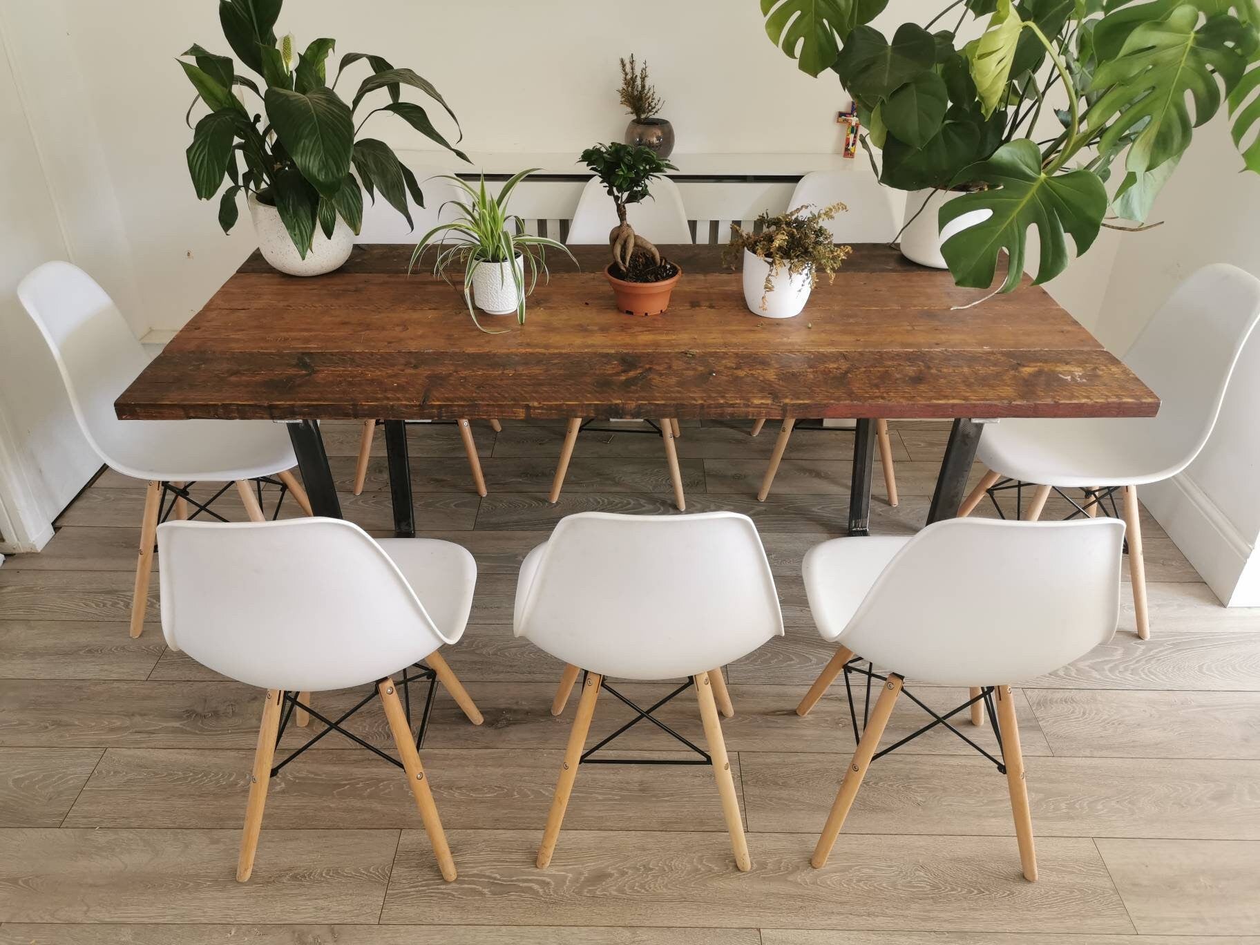 Rustic Industrial Dining Table | Raw Steel and Wood Farmhouse Table | Handmade UK Furniture | Loft & Modern Rustic Decor