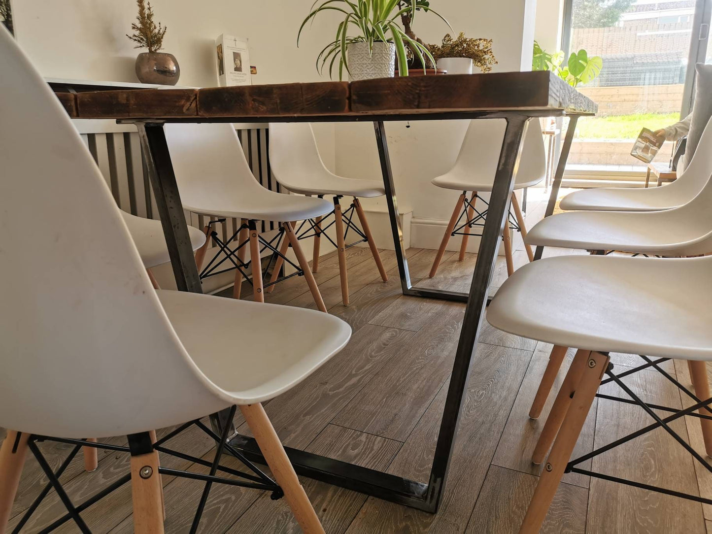 Rustic Industrial Dining Table | Raw Steel and Wood Farmhouse Table | Handmade UK Furniture | Loft & Modern Rustic Decor