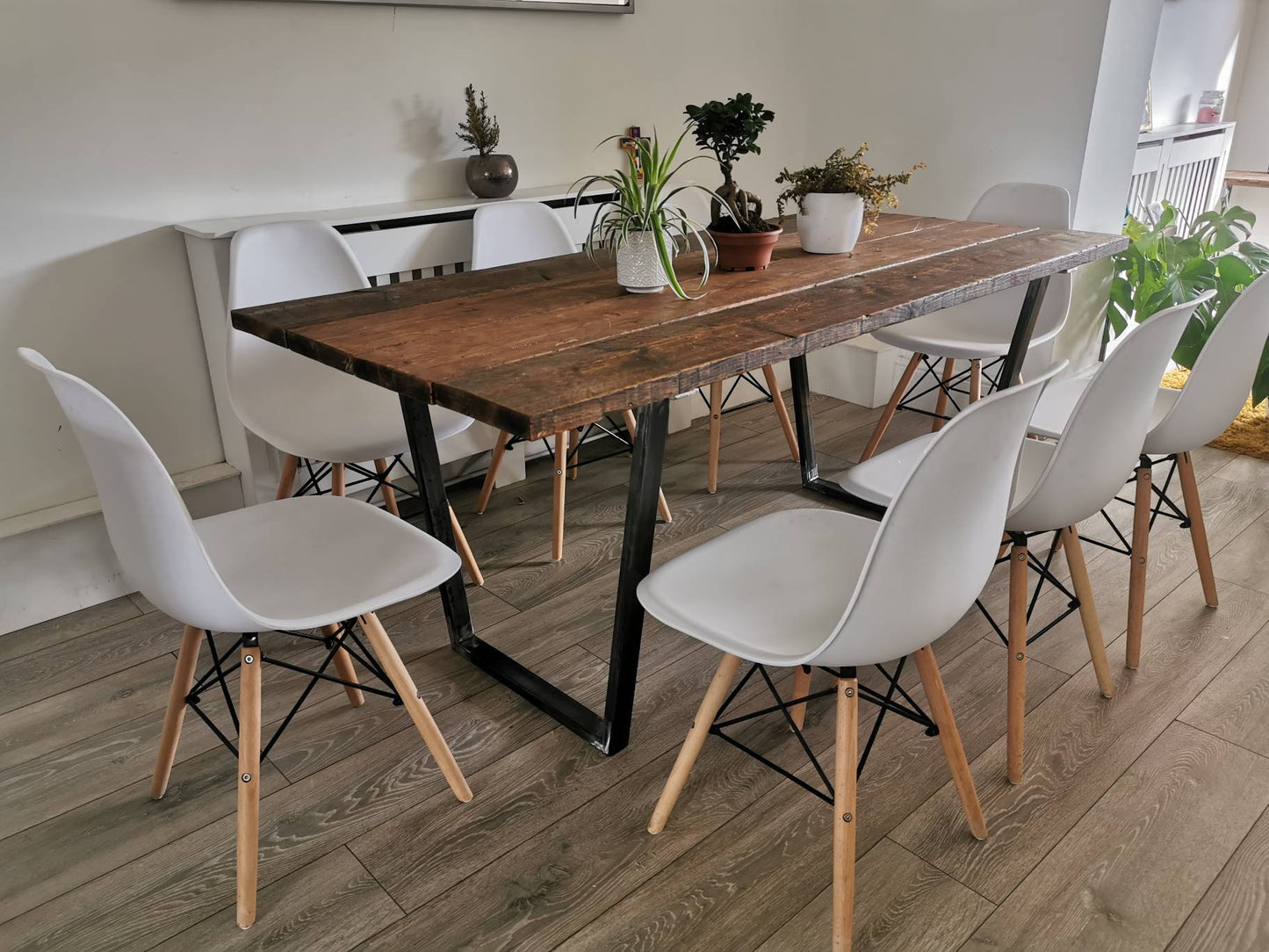 Rustic Industrial Dining Table | Raw Steel and Wood Farmhouse Table | Handmade UK Furniture | Loft & Modern Rustic Decor