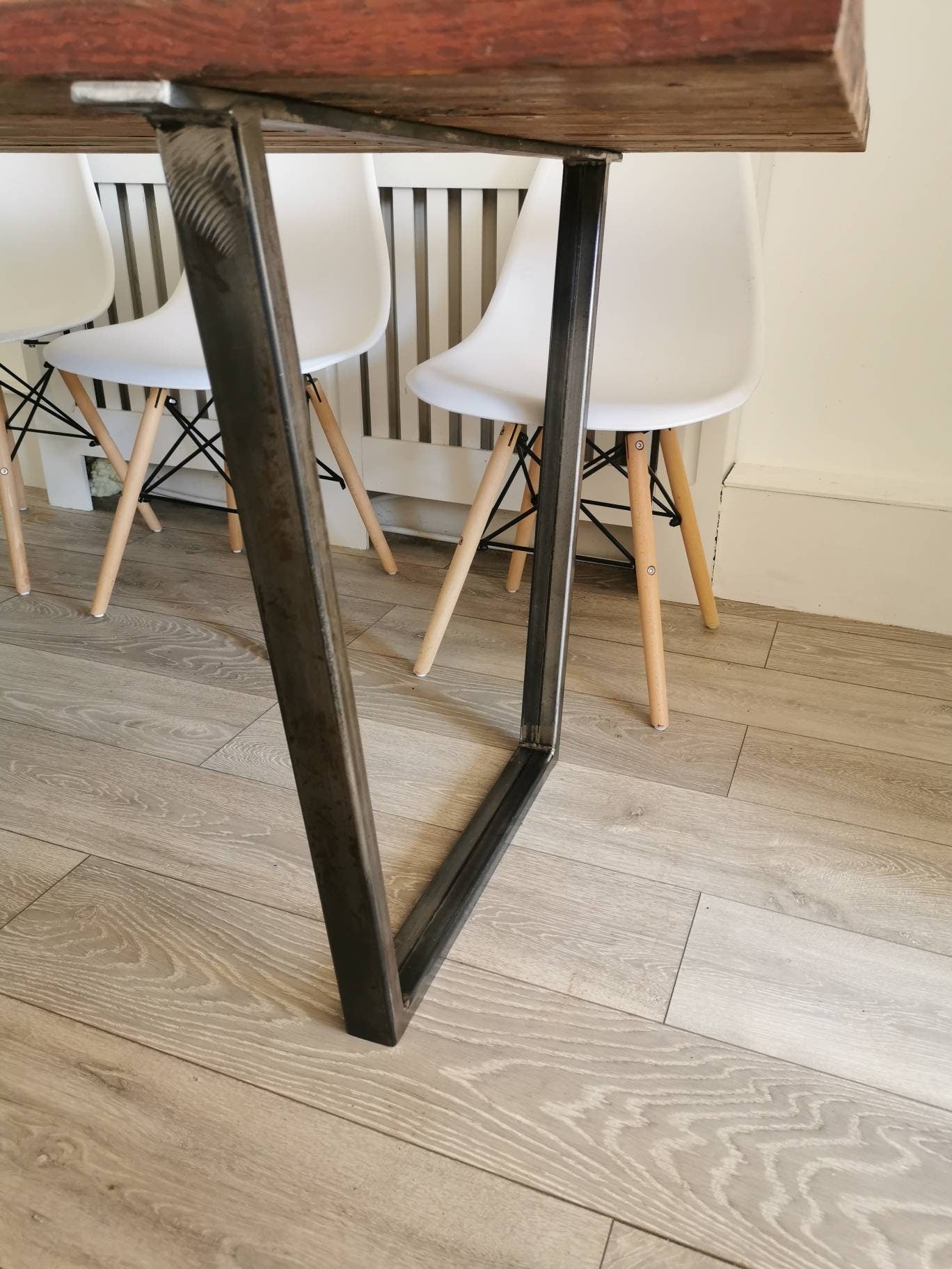 Rustic Industrial Dining Table | Raw Steel and Wood Farmhouse Table | Handmade UK Furniture | Loft & Modern Rustic Decor