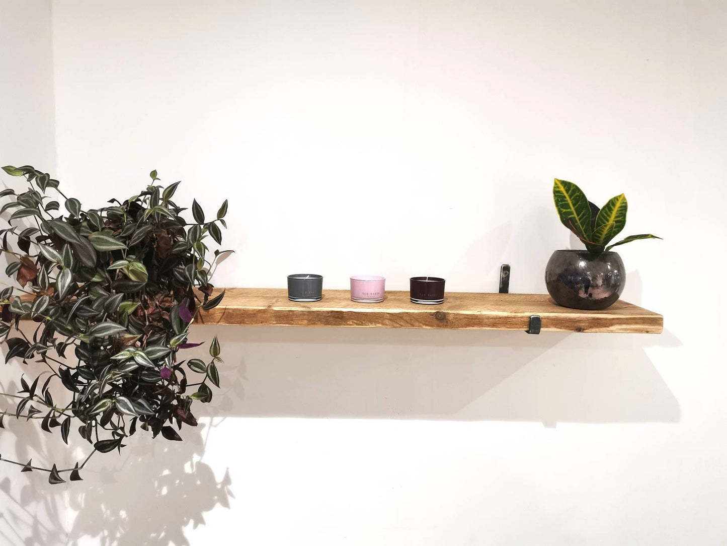 Rustic Industrial Wall Shelf with Raw Steel Brackets | Handmade Wood and Metal Shelf | UK Made Storage & Decor