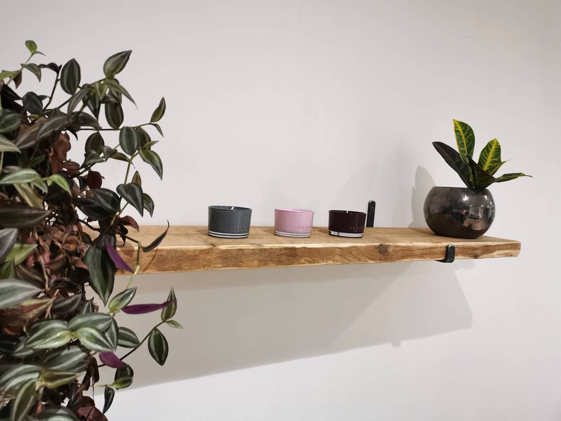 Rustic Industrial Wall Shelf with Raw Steel Brackets | Handmade Wood and Metal Shelf | UK Made Storage & Decor
