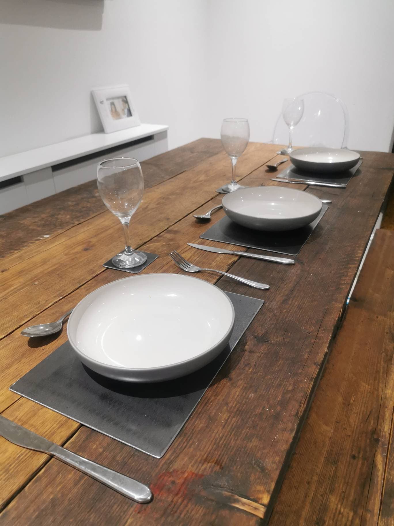 Rustic Metal Placemats & Coasters | Industrial Tableware Set | Handmade Steel Dining Accessories | UK Made Home Decor