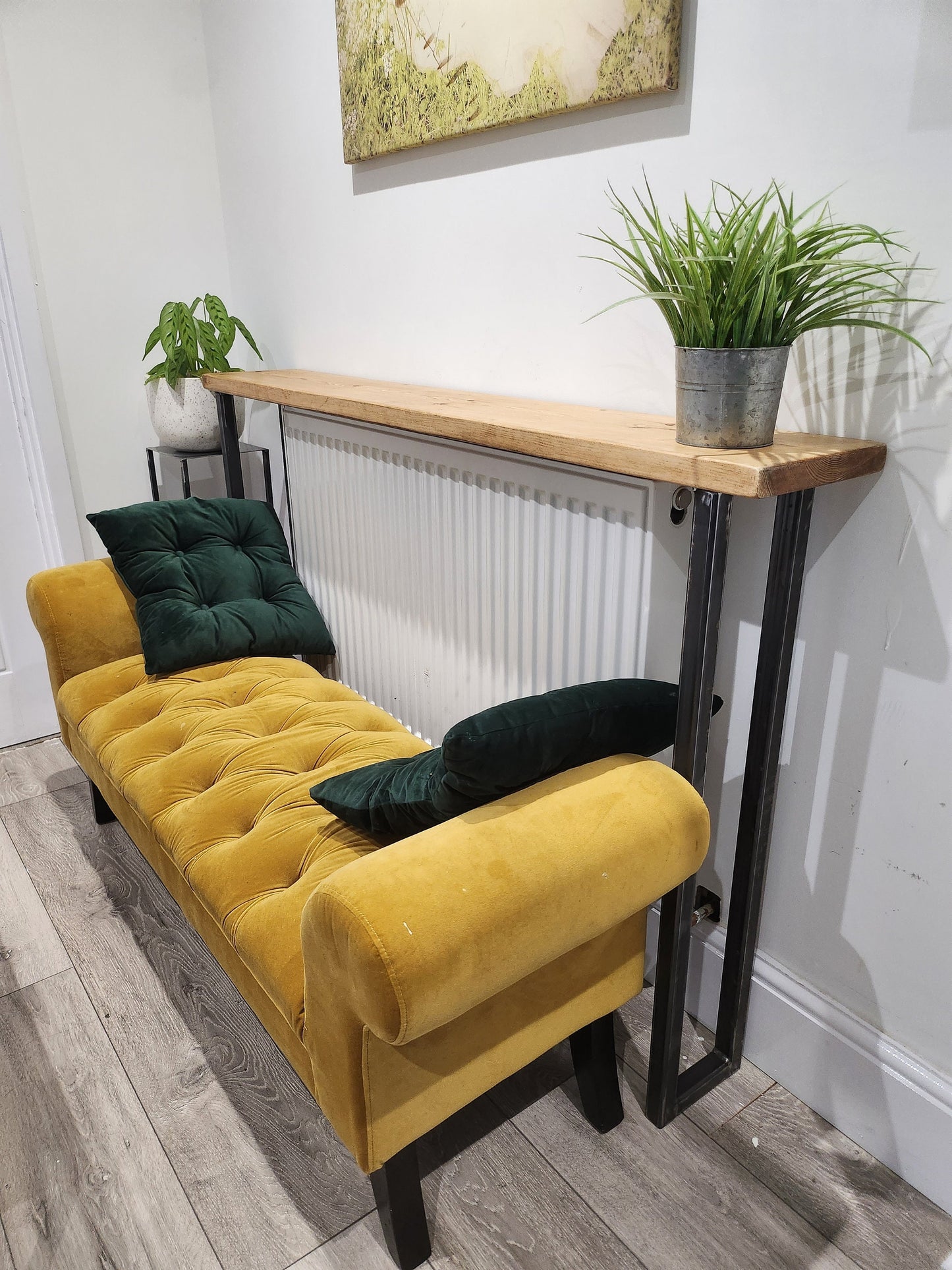 Rustic Radiator Cover with Industrail Steel Legs - Consol Table - NEXT DAY DISPATCH