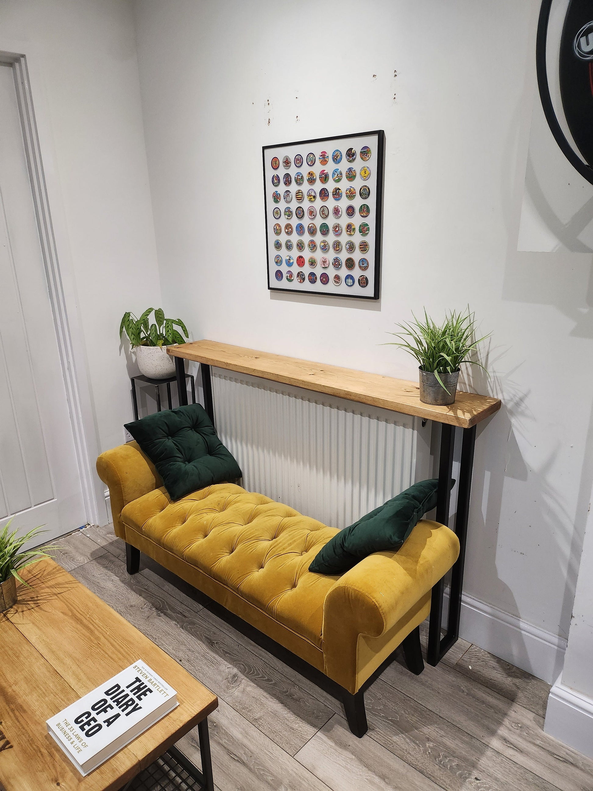 Rustic Radiator Cover with Industrail Steel Legs - Consol Table - NEXT DAY DISPATCH