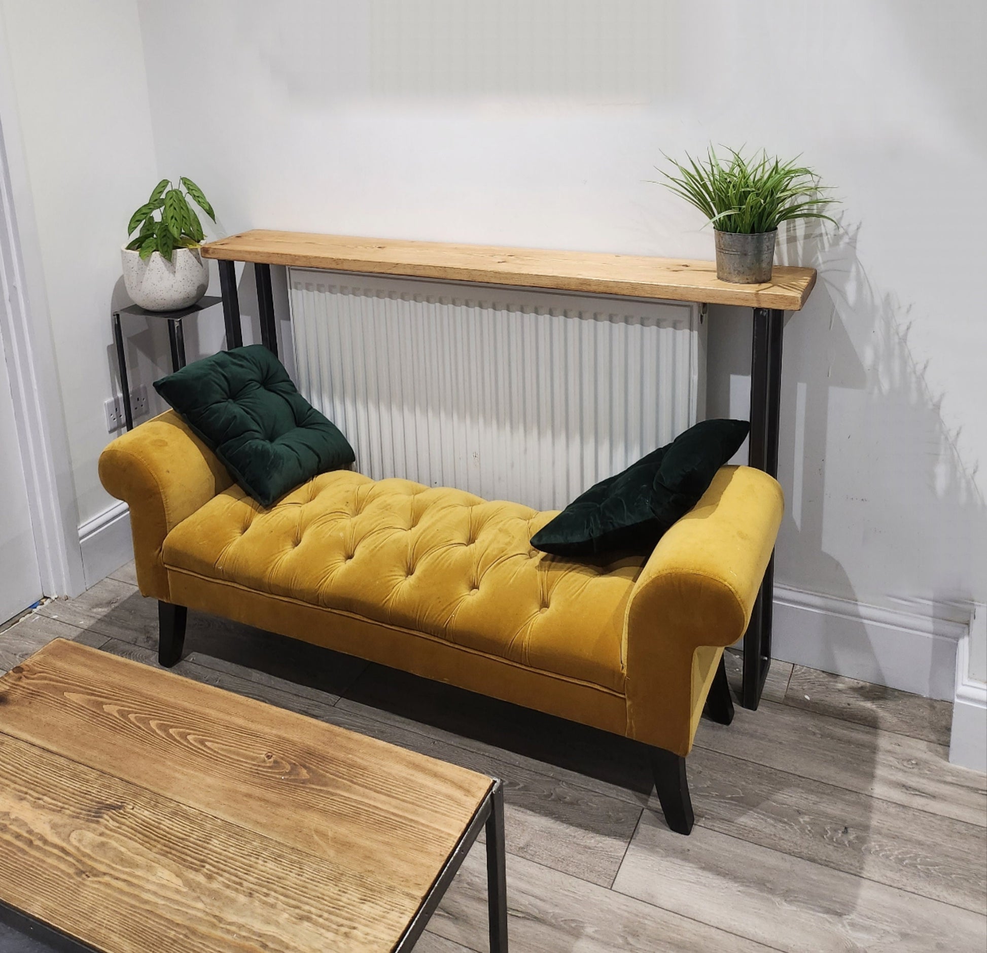 Rustic Radiator Cover with Industrail Steel Legs - Consol Table - NEXT DAY DISPATCH