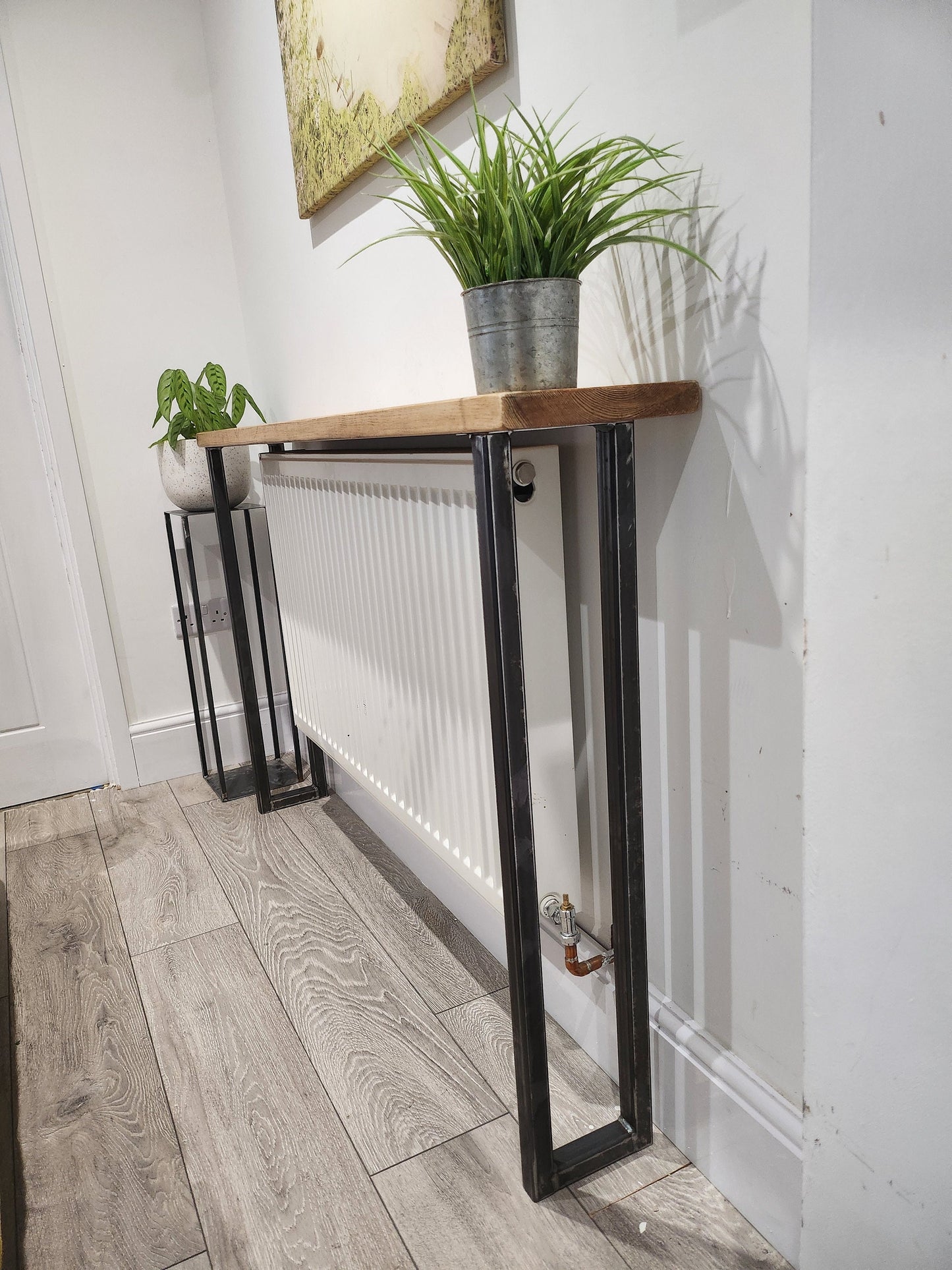 Rustic Radiator Cover with Industrail Steel Legs - Consol Table - NEXT DAY DISPATCH