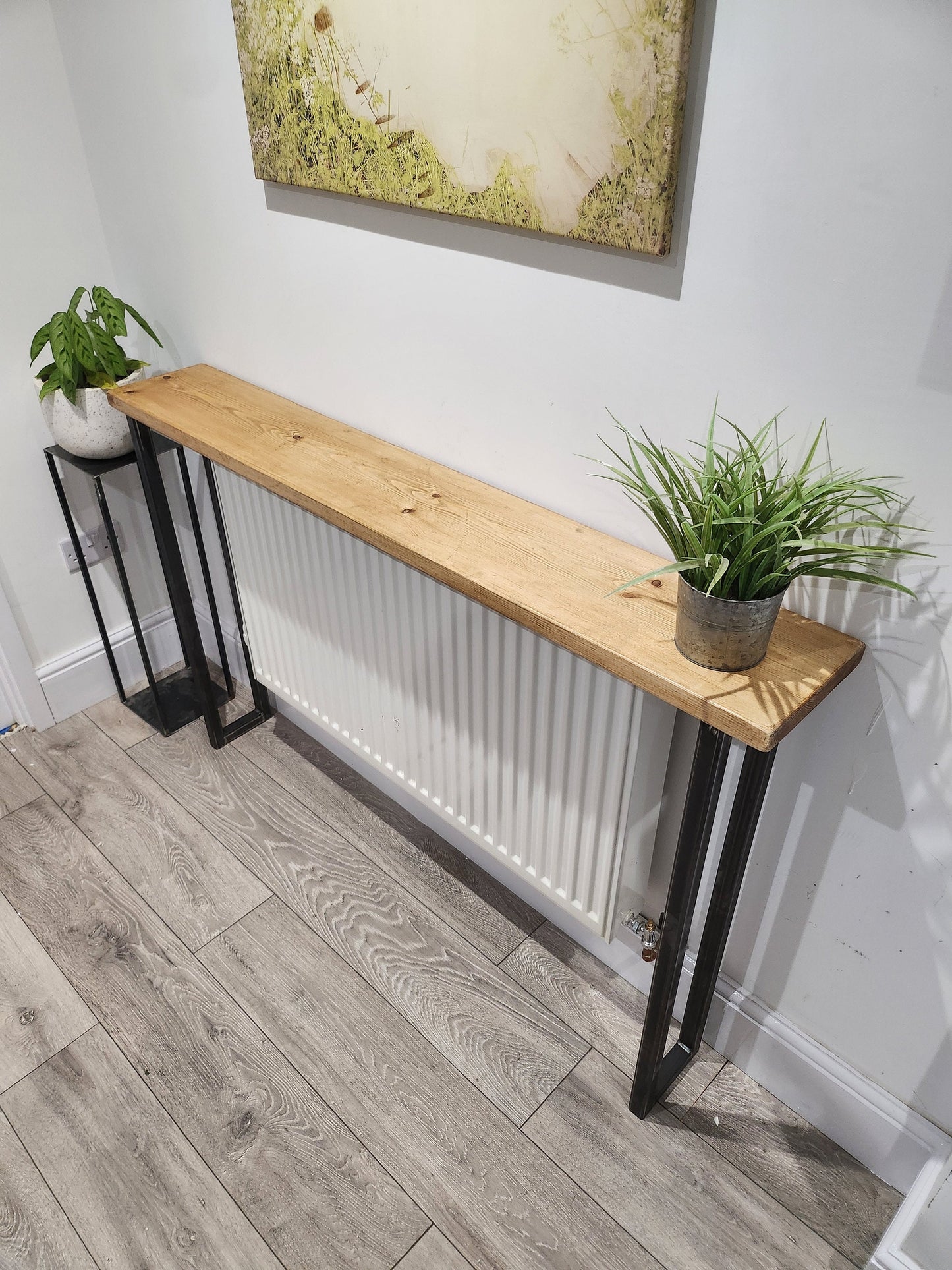 Rustic Radiator Cover with Industrail Steel Legs - Consol Table - NEXT DAY DISPATCH