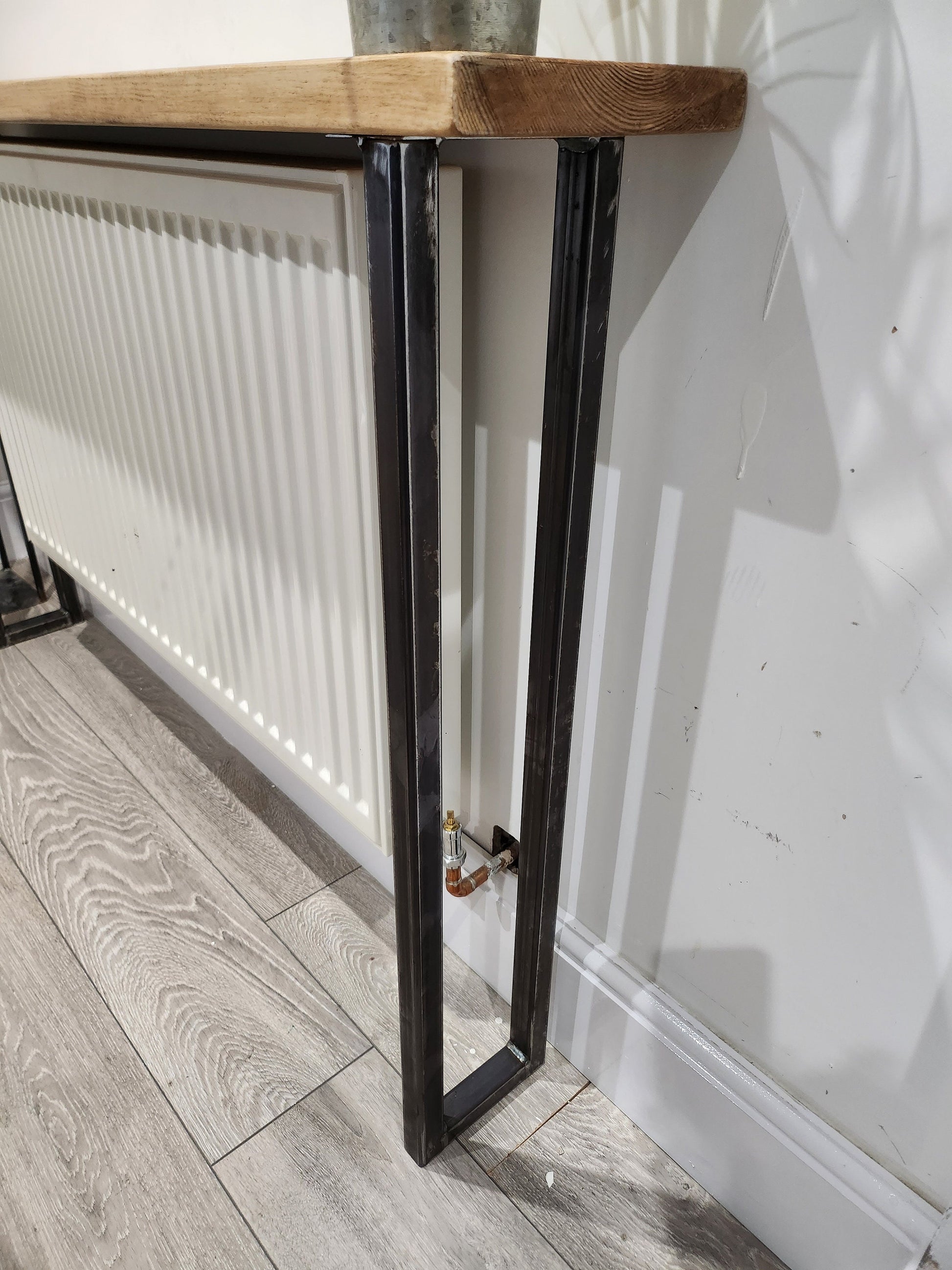 Rustic Radiator Cover with Industrail Steel Legs - Consol Table - NEXT DAY DISPATCH