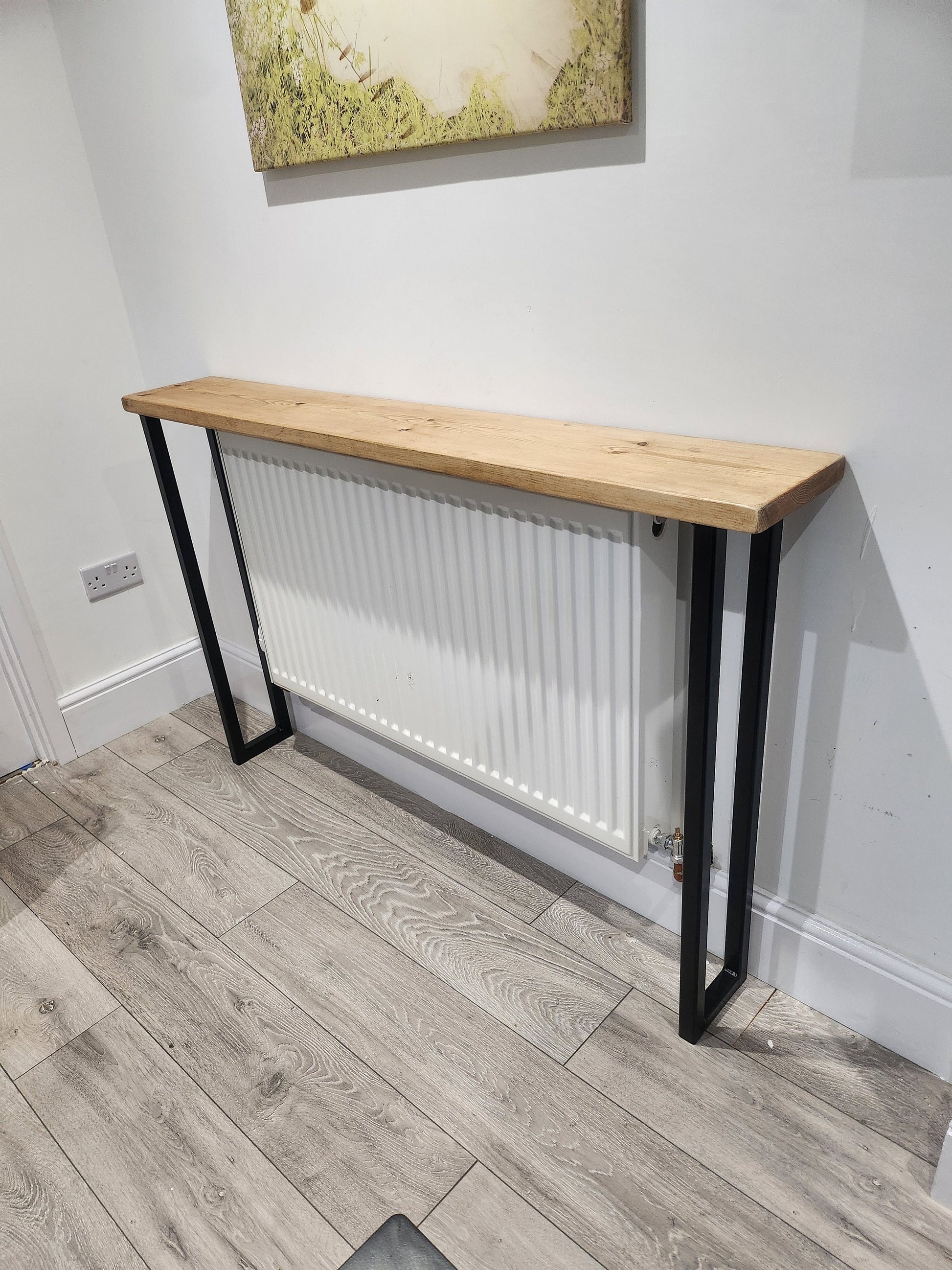 Rustic Radiator Cover with Industrail Steel Legs - Consol Table - NEXT DAY DISPATCH